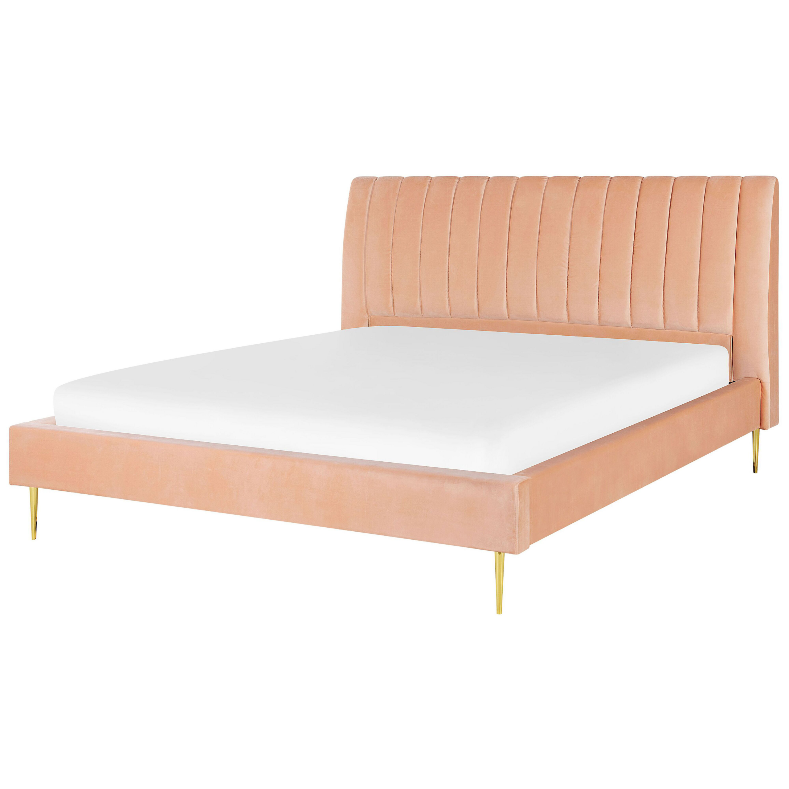 Bed fluweel perzikroze 180 x 200 cm MARVILLE
