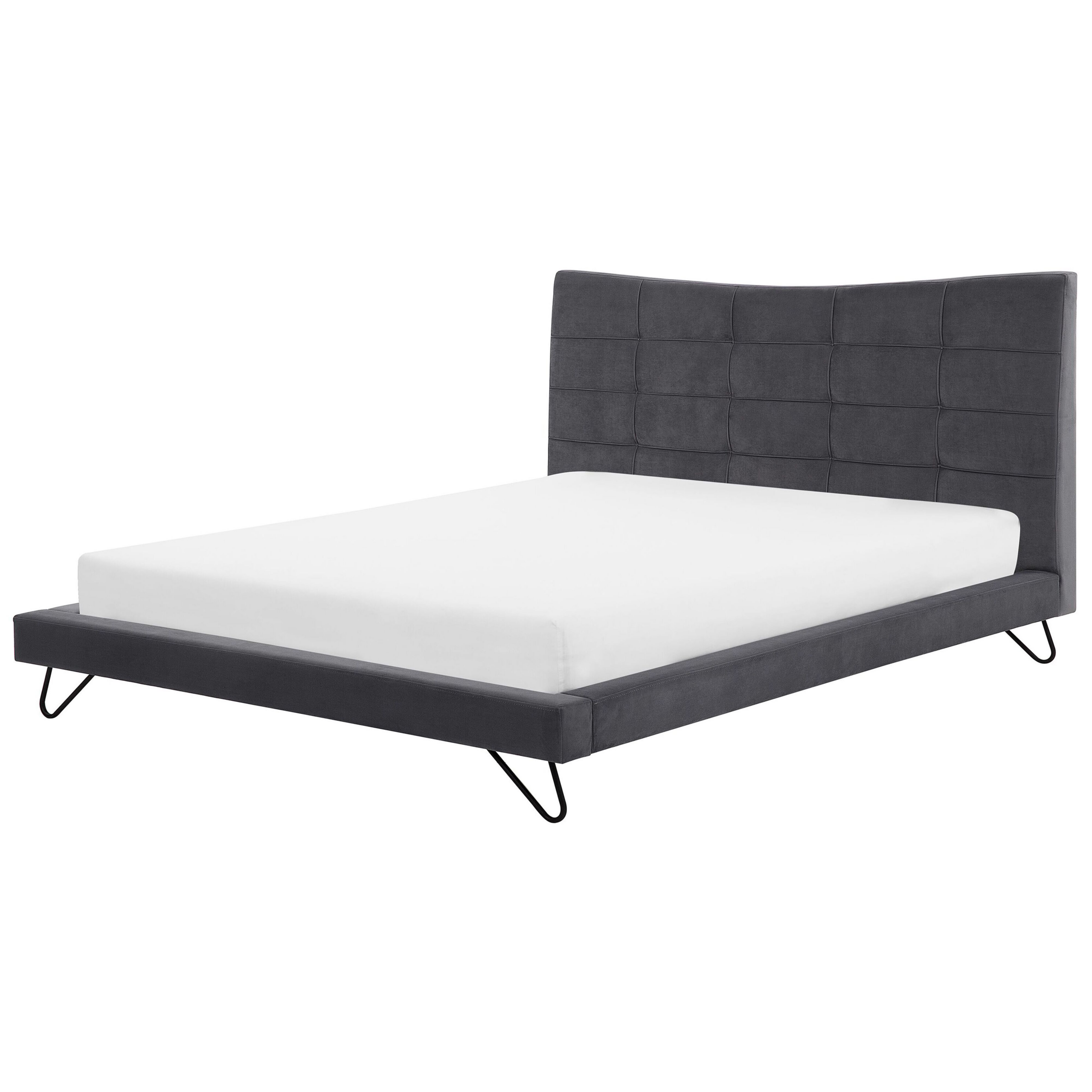 Bed fluweel grijs 180 x 200 cm LANNION