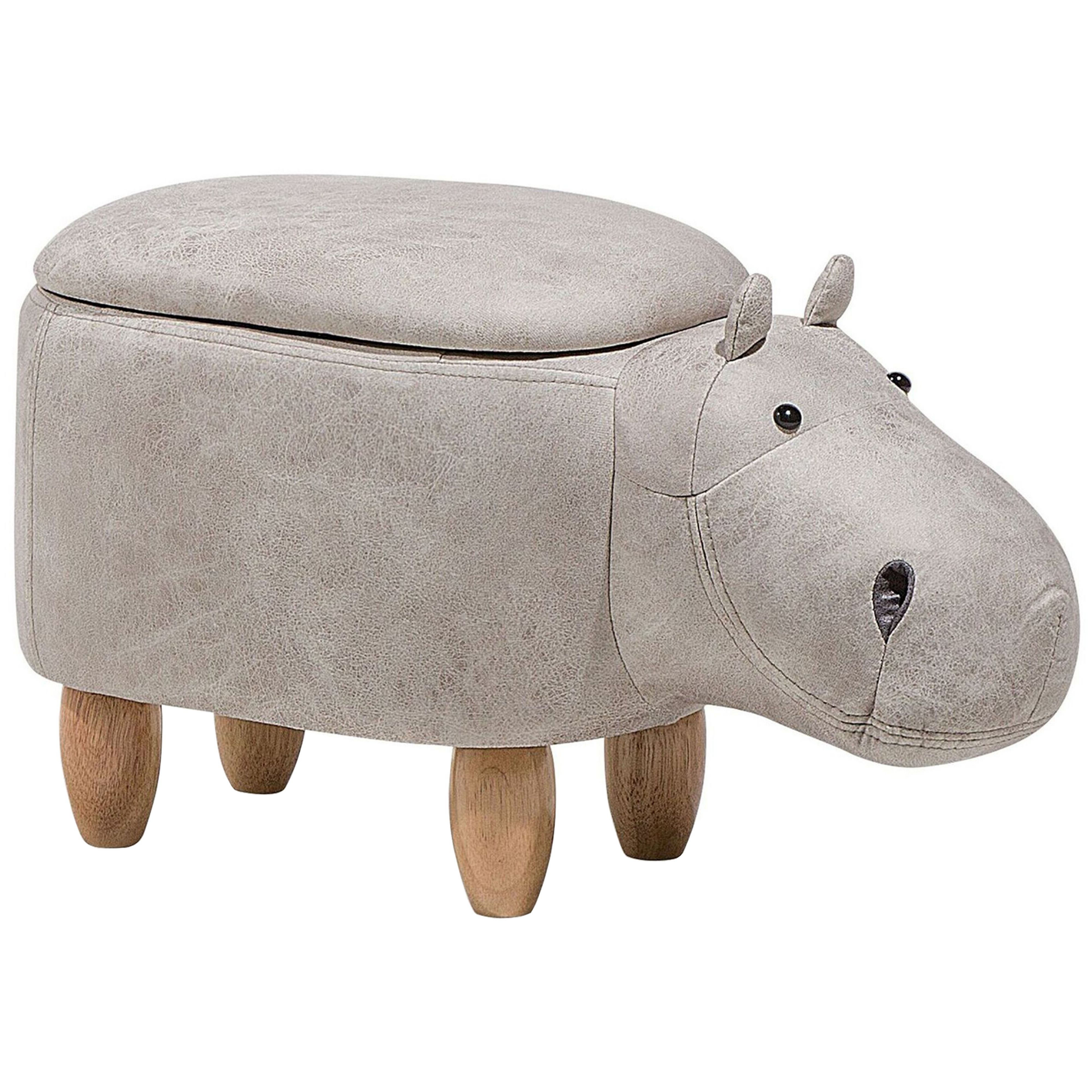 Hocker kunstleer lichtgrijs HIPPO