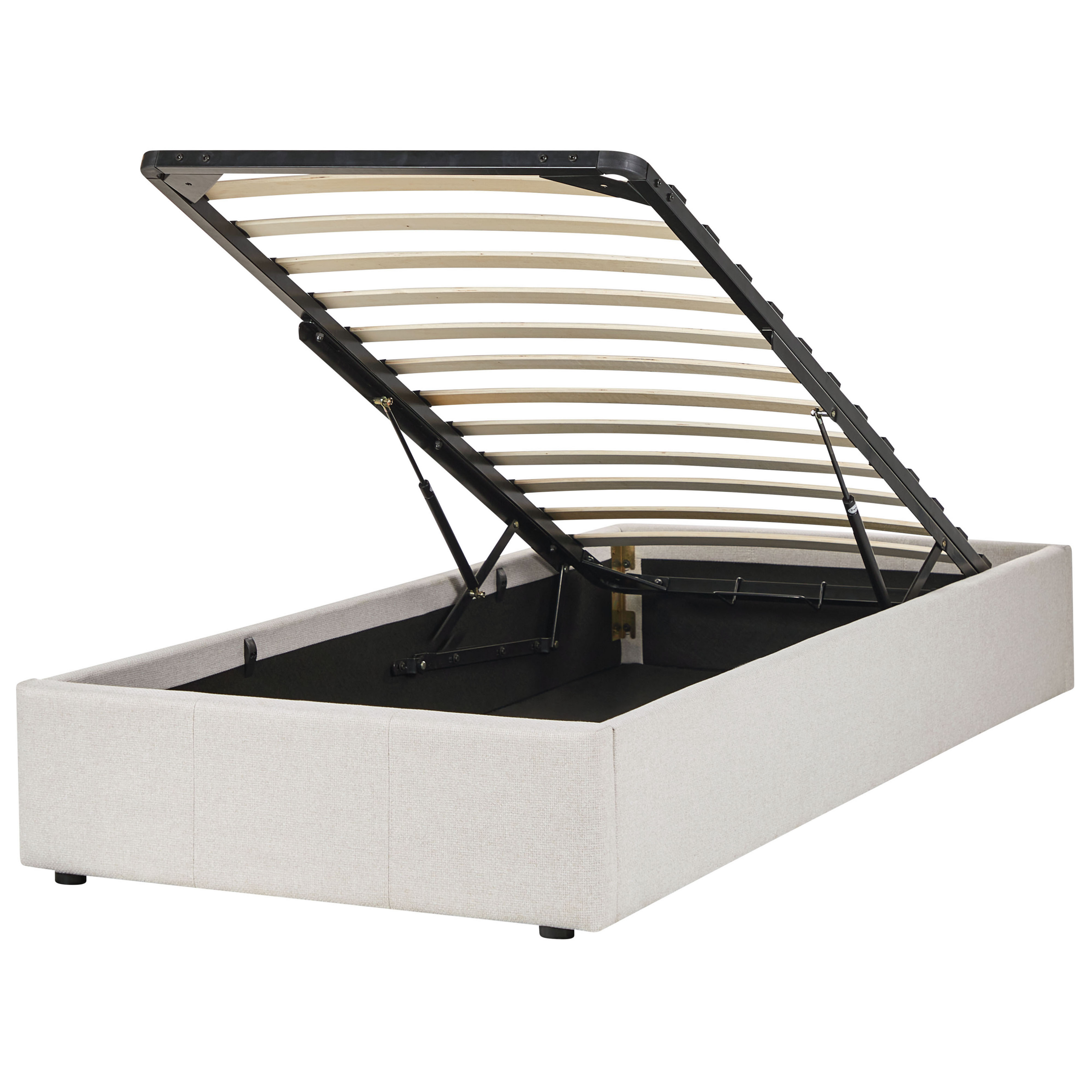 Bed met opbergruimte stof lichtbeige 90 x 200 cm DINAN