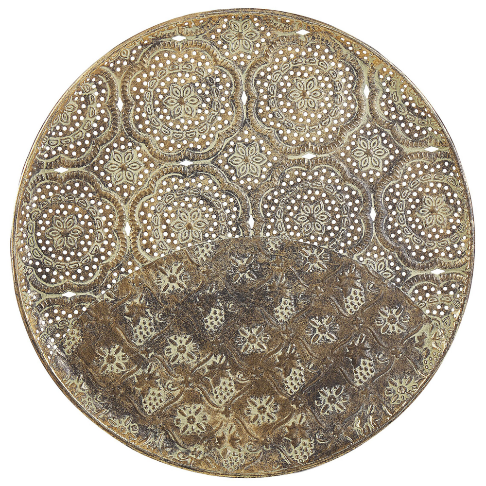 Image of Vassoio decorativo in metallo dorato traforato rotondo 49 cm retrò glamour