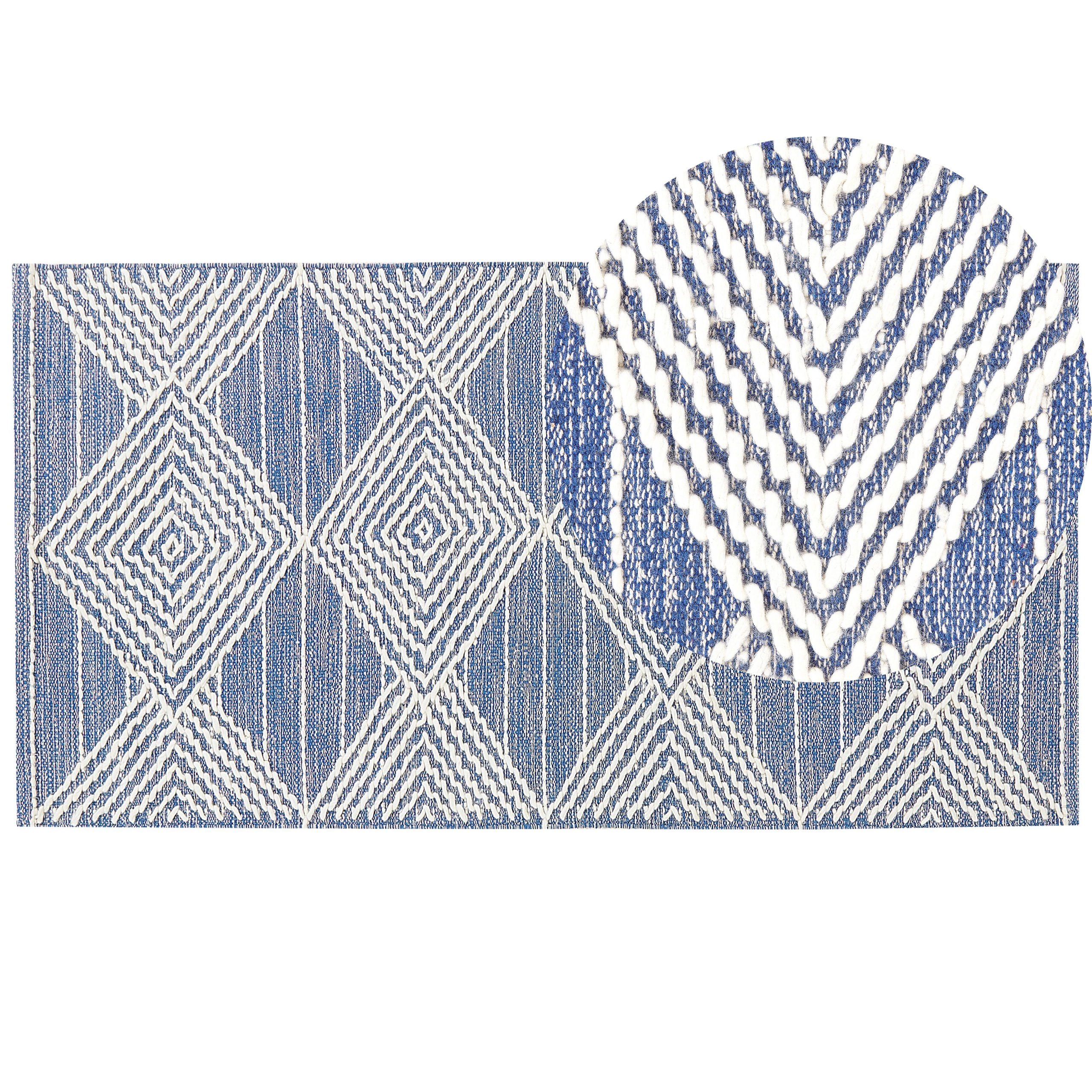 Vloerkleed wol lichtbeige/blauw 80 x 150 cm DATCA