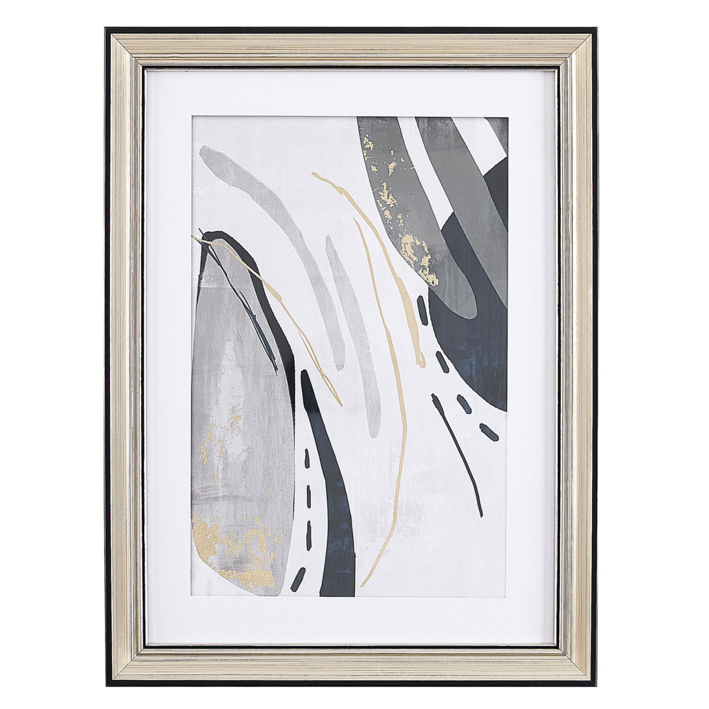 Image of Stampa artistica da parete con Cornice in ottone con stampa grigia 30 x 40 cm Passe-Partout astratto semplice minimalista