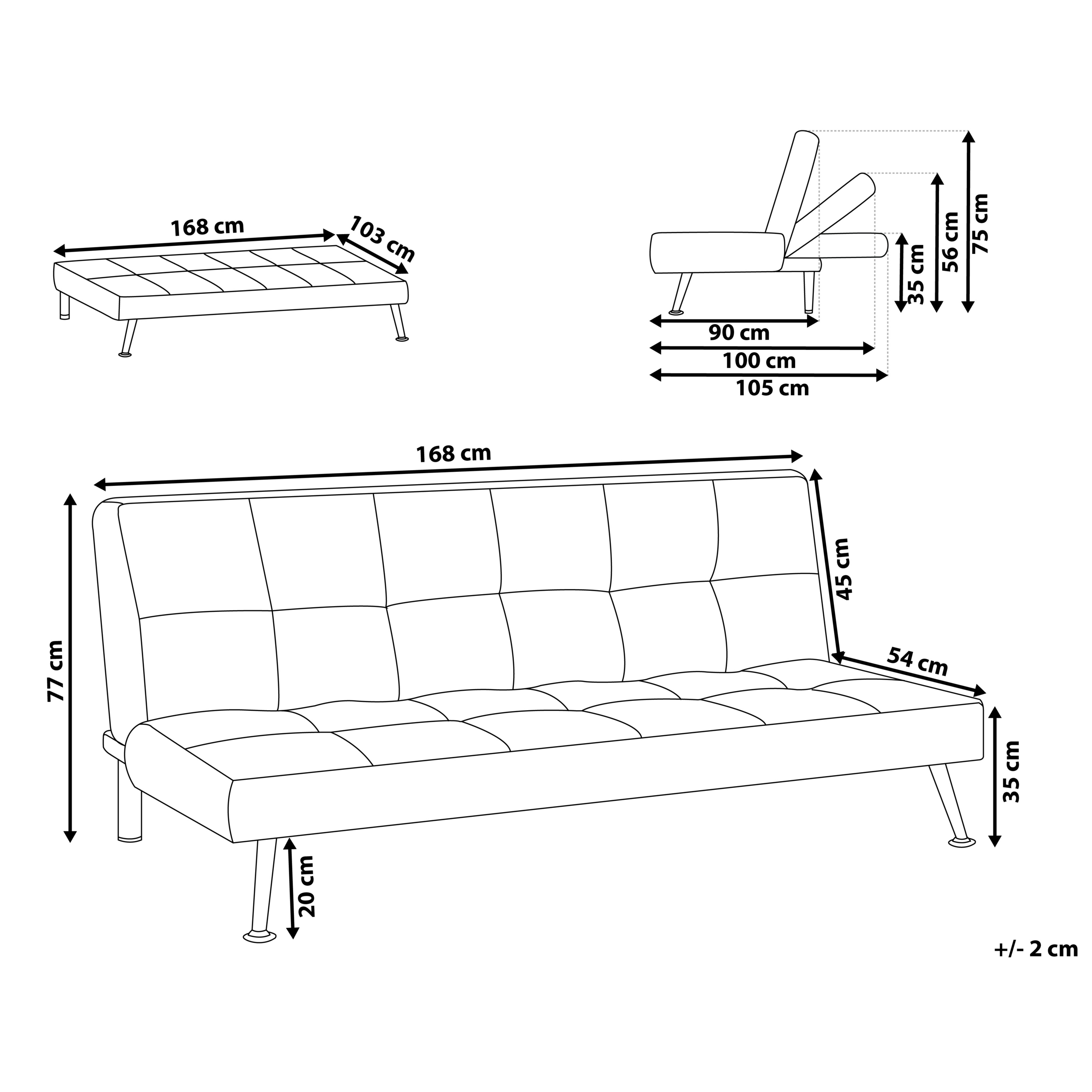 imagem de Sofá-cama de 3 lugares em bouclé branco HASLE3