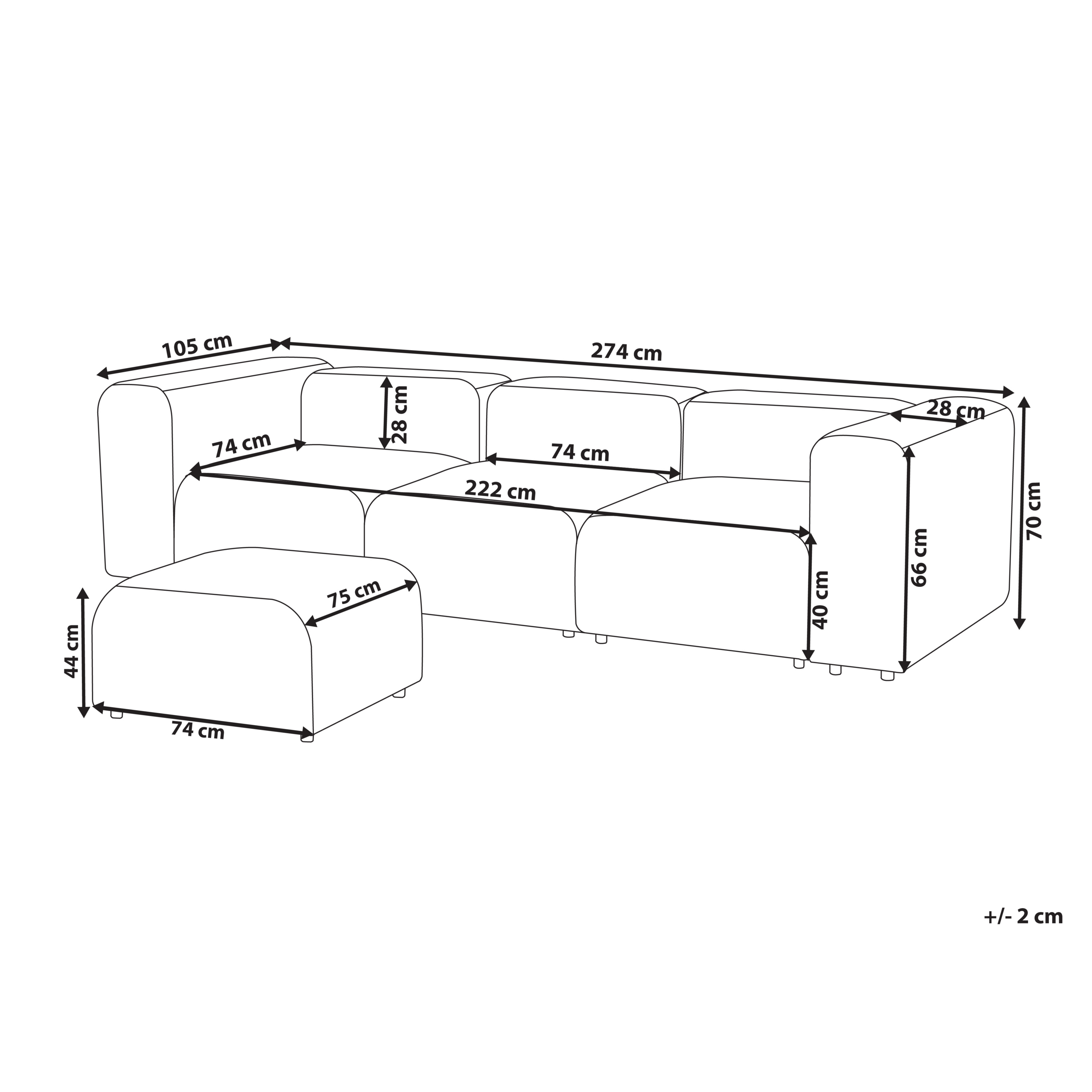 imagem de Sofá modular 3 lugares com repousa-pés em bouclé cinzento escuro FALSTERBO3