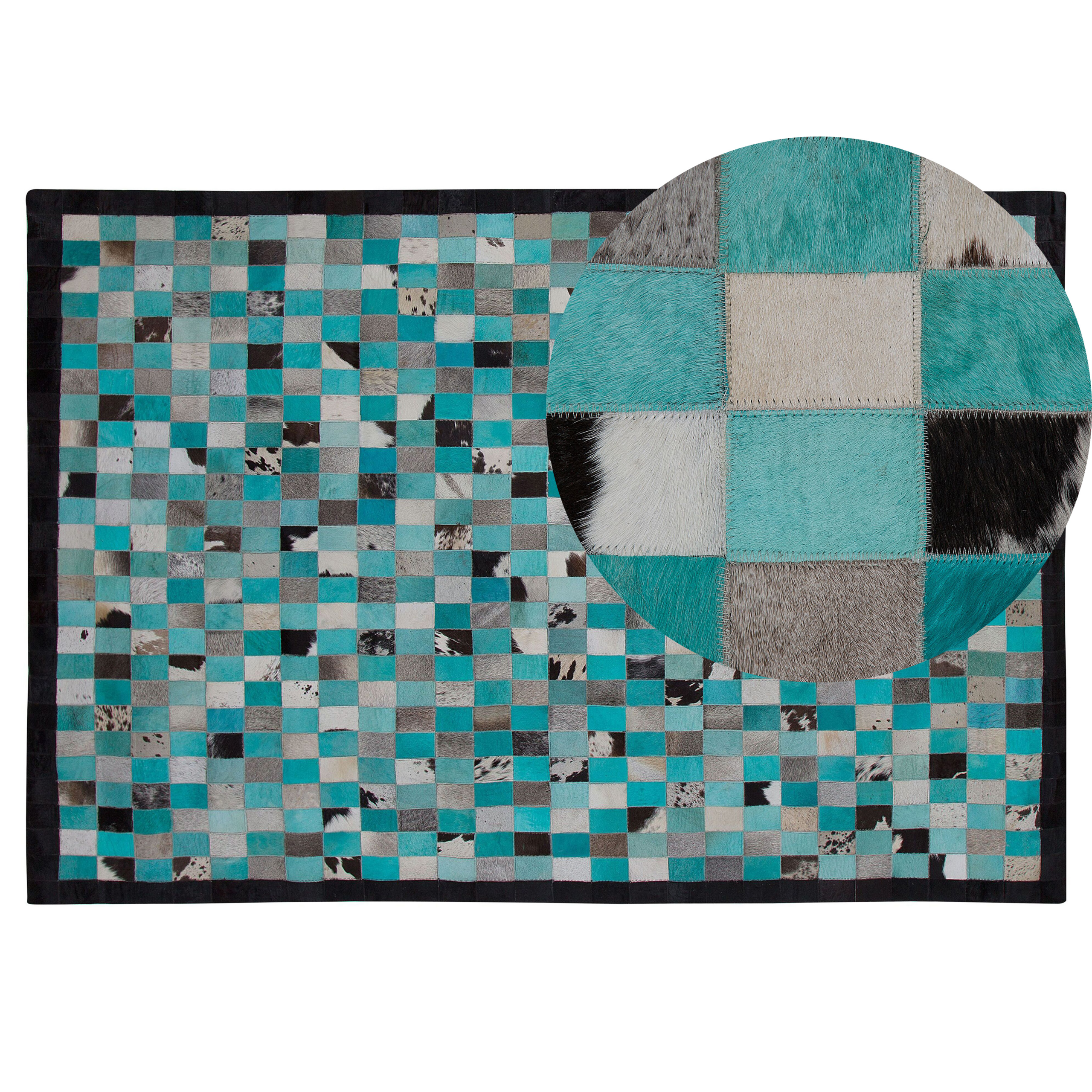 Vloerkleed leer turquoise/grijs 140 x 200 cm NIKFER