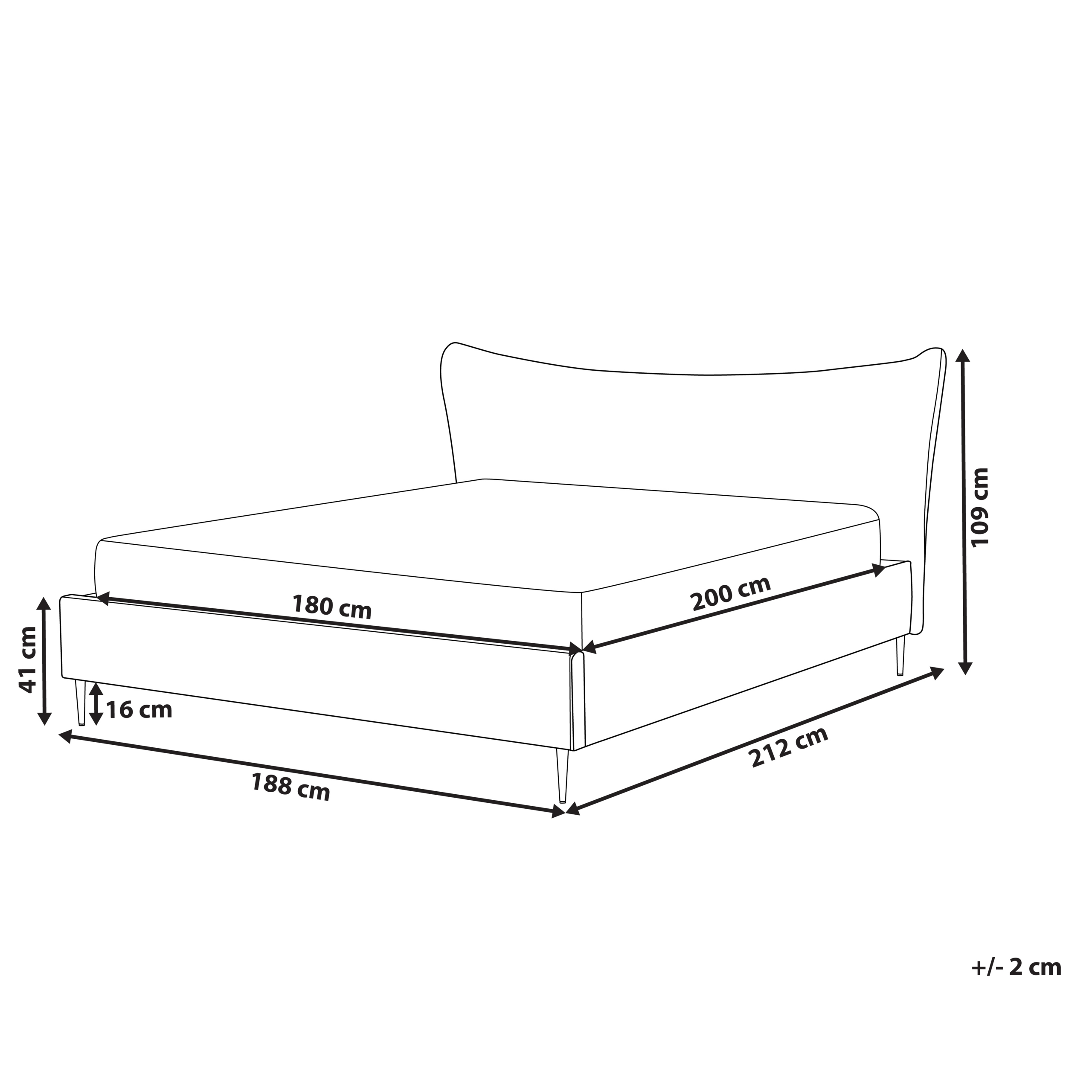 imagem de Cama de casal em veludo cinzento claro 180 x 200 cm CHALEIX3