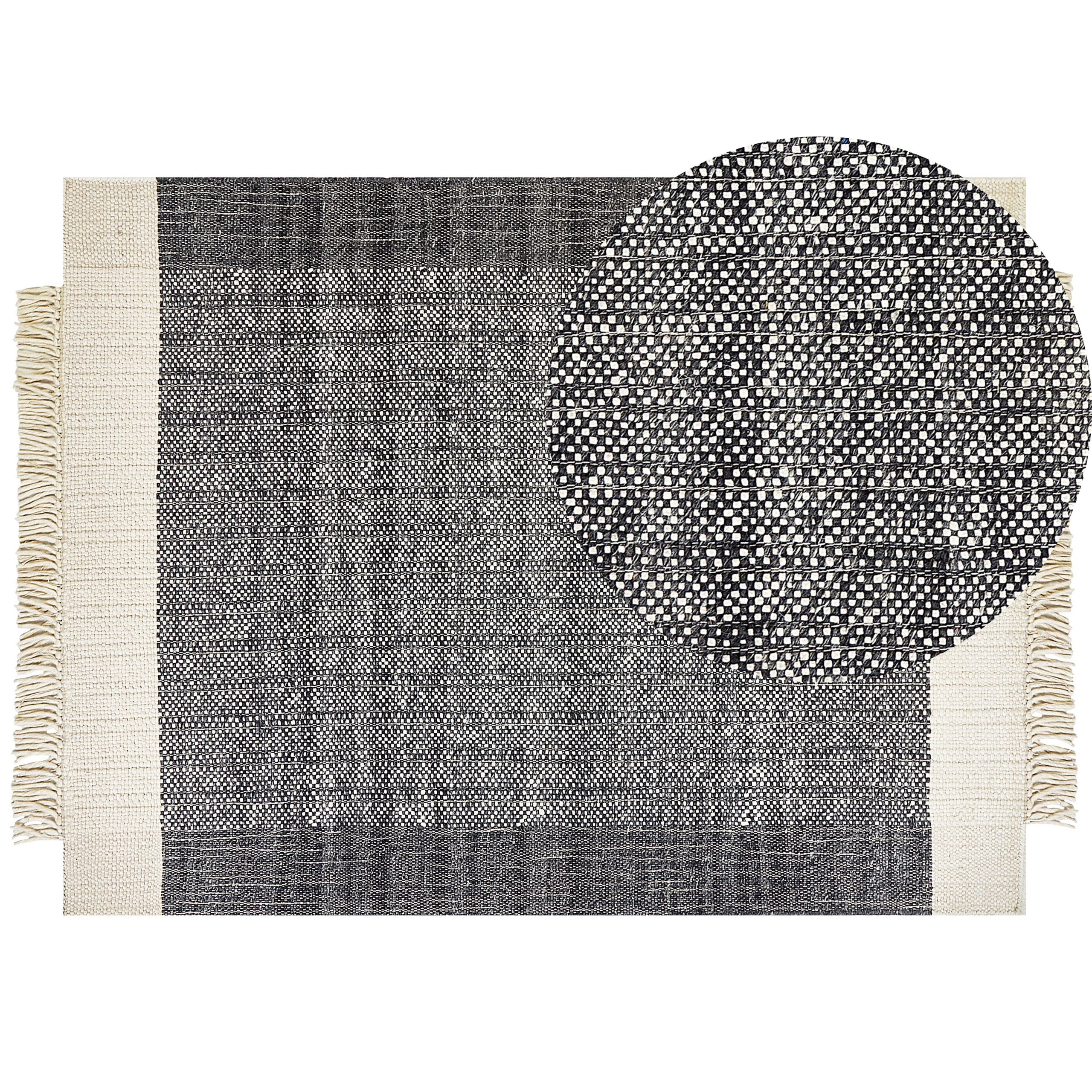 Vloerkleed wol off-white/zwart 160 x 230 cm ATLANTI