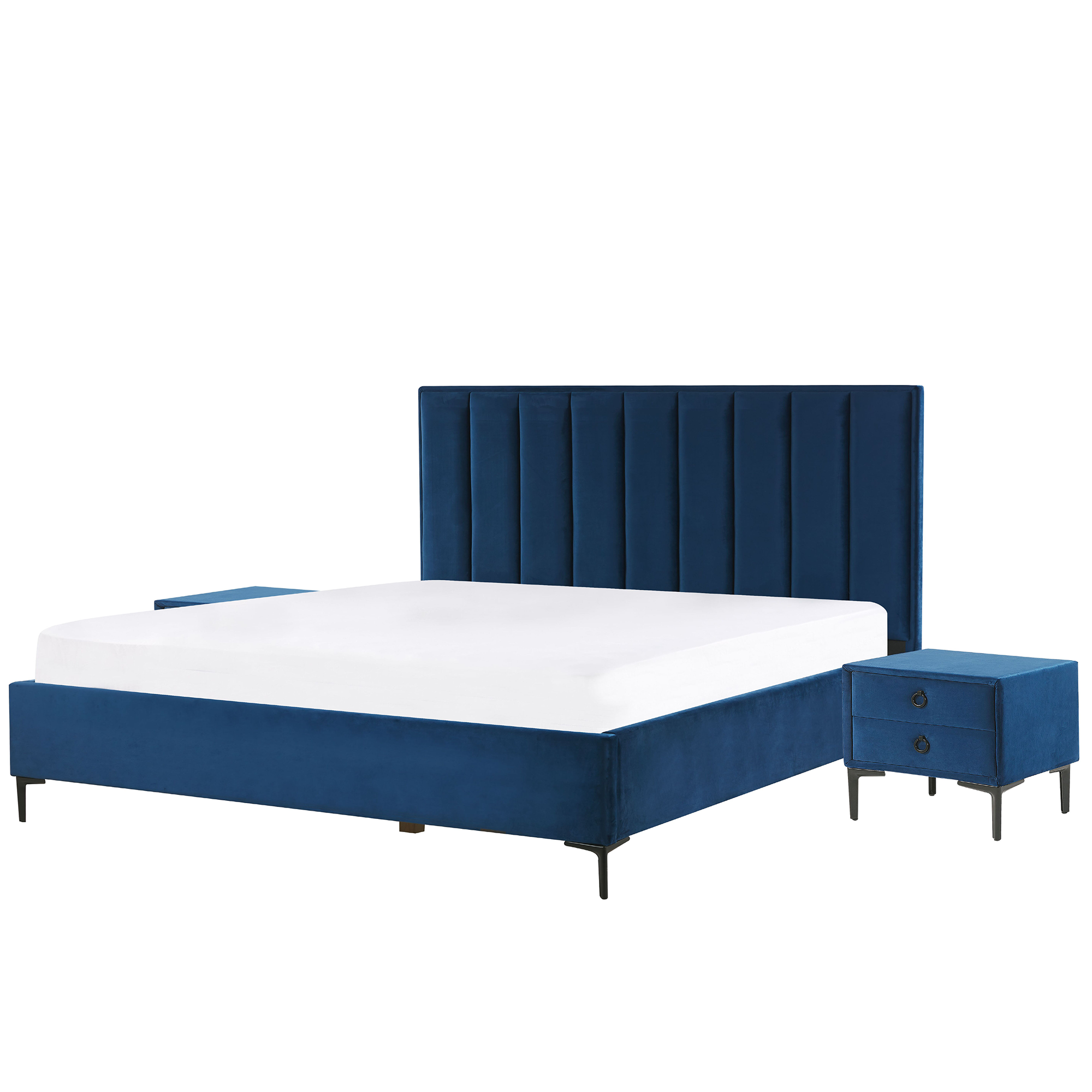 Slaapkamerset fluweel blauw 180 x 200 cm SEZANNE