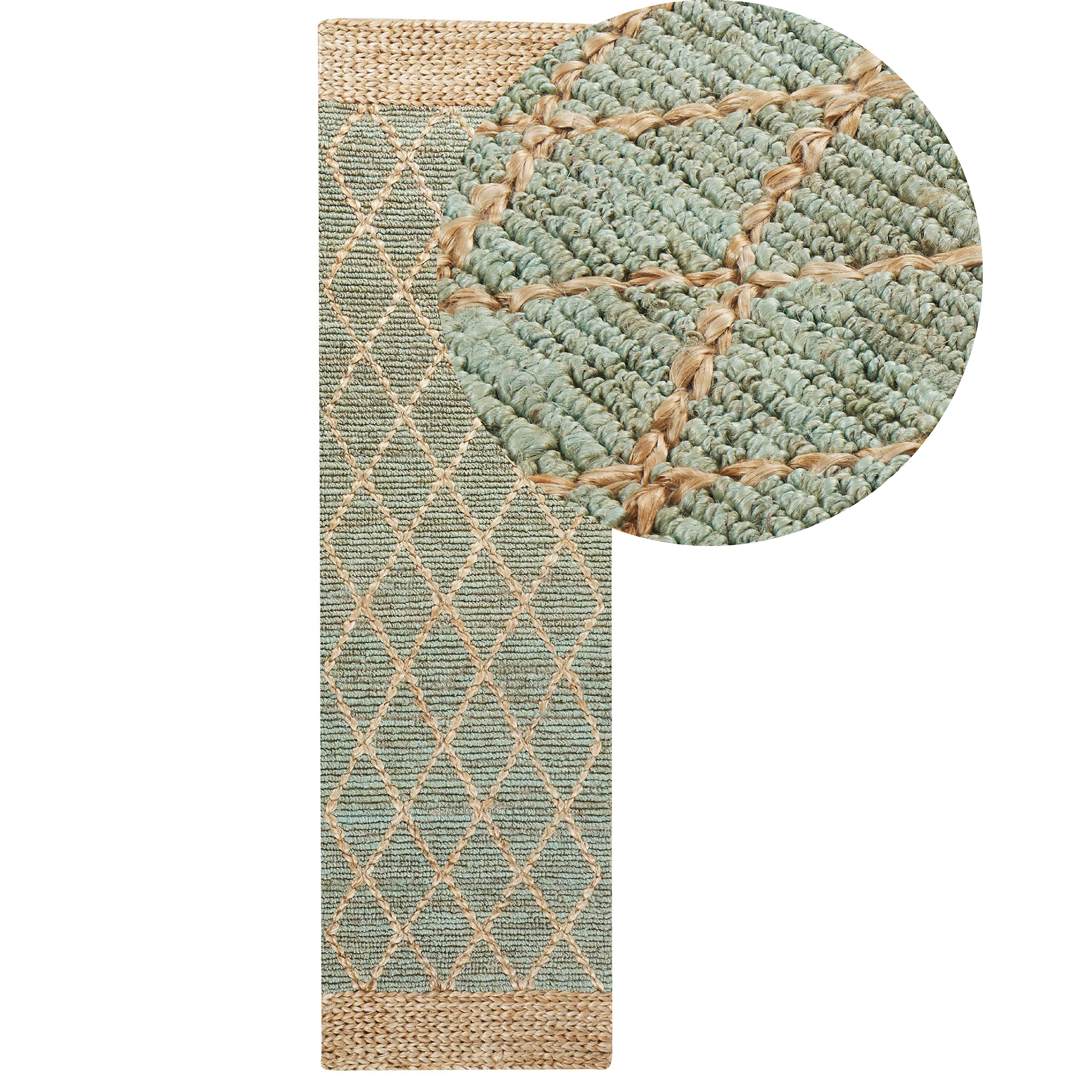 Vloerkleed jute groen/beige 80 x 300 cm TELLIKAYA