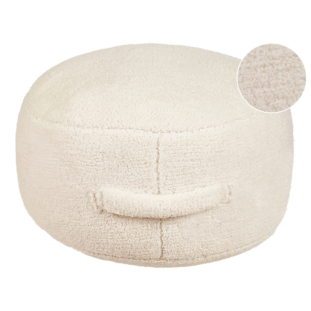 Image of Pouf Cuscino Rotondo Poliestere Tinta Unita beige chiaro 50 x 50 x 30 cm elegante posto extra