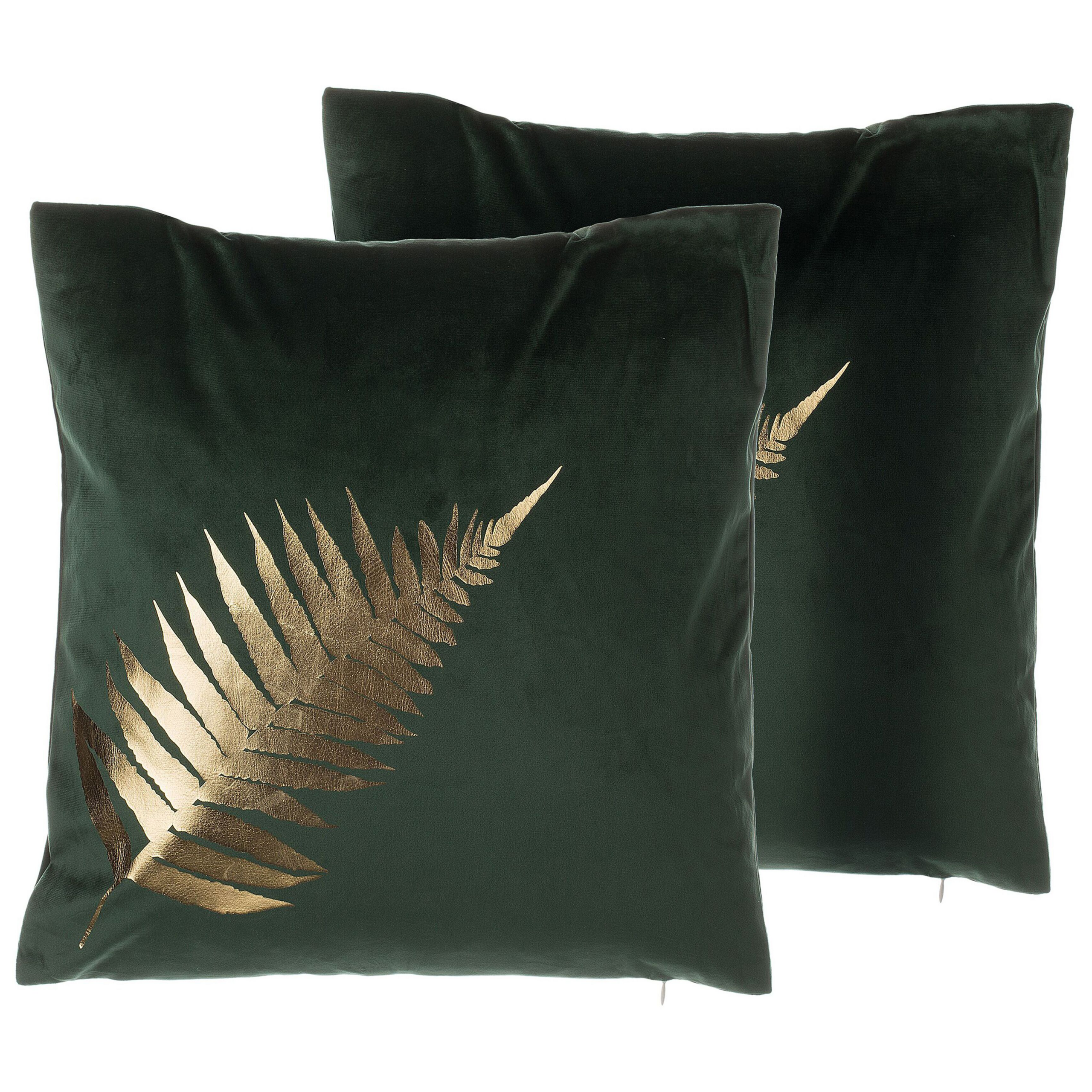 Set van 2 kussens Fluweel Donkergroen FERN 45 x 45 cm