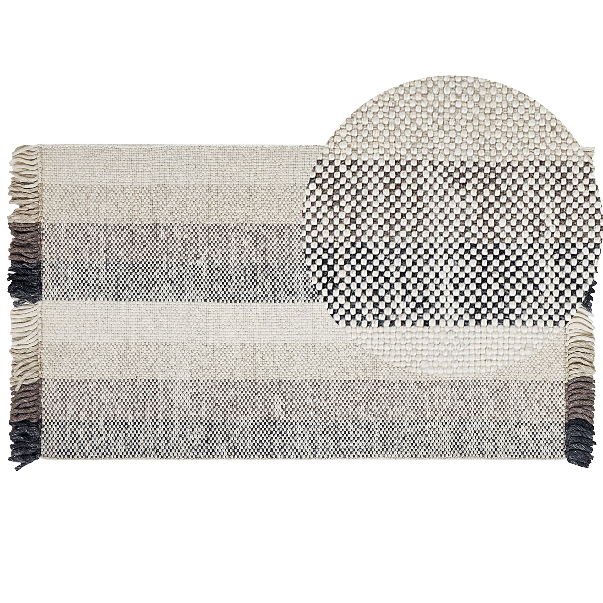 Vloerkleed wol off-white 80 x 150 cm EMIRLER