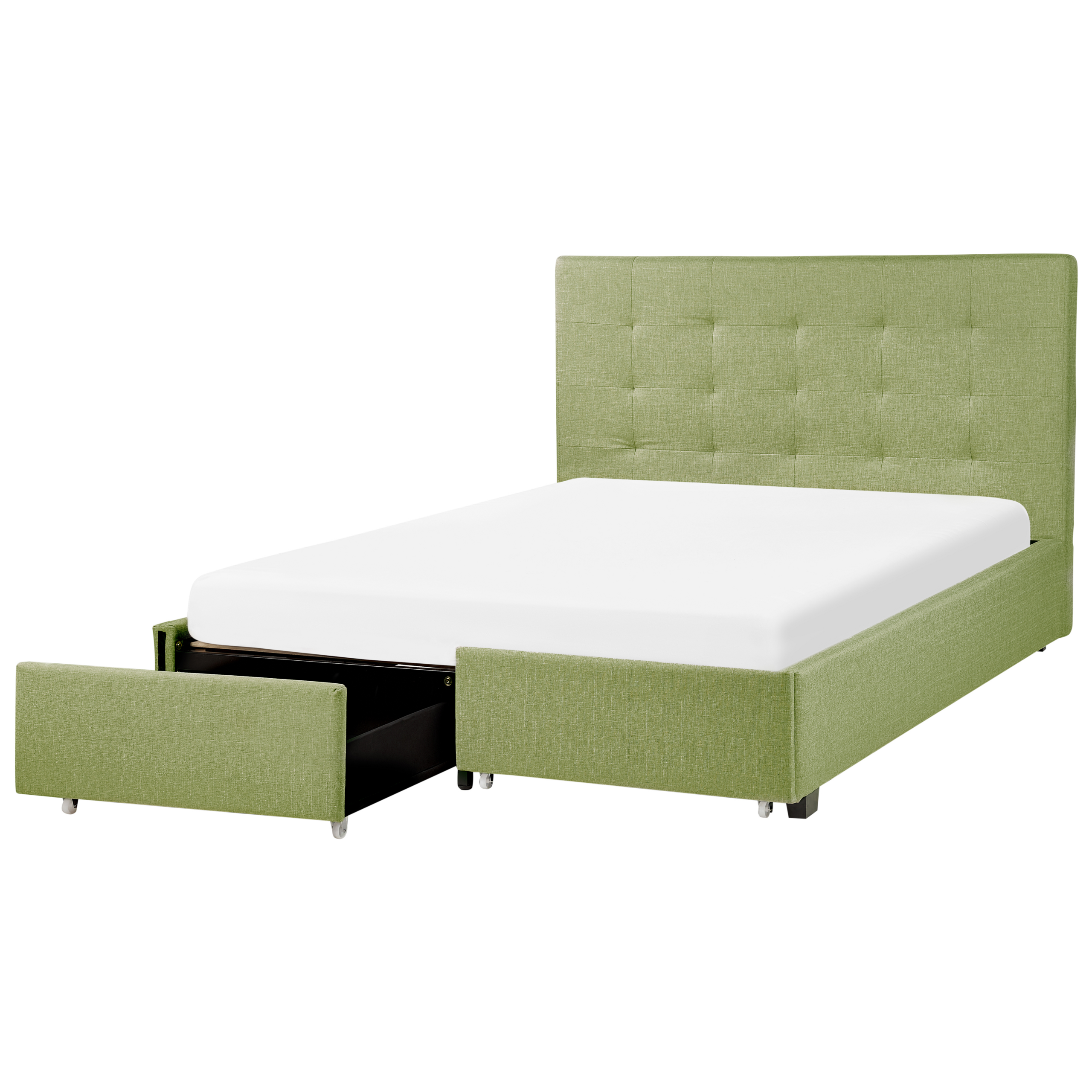 Bed met opbergruimte stof groen 140 x 200 cm LA ROCHELLE