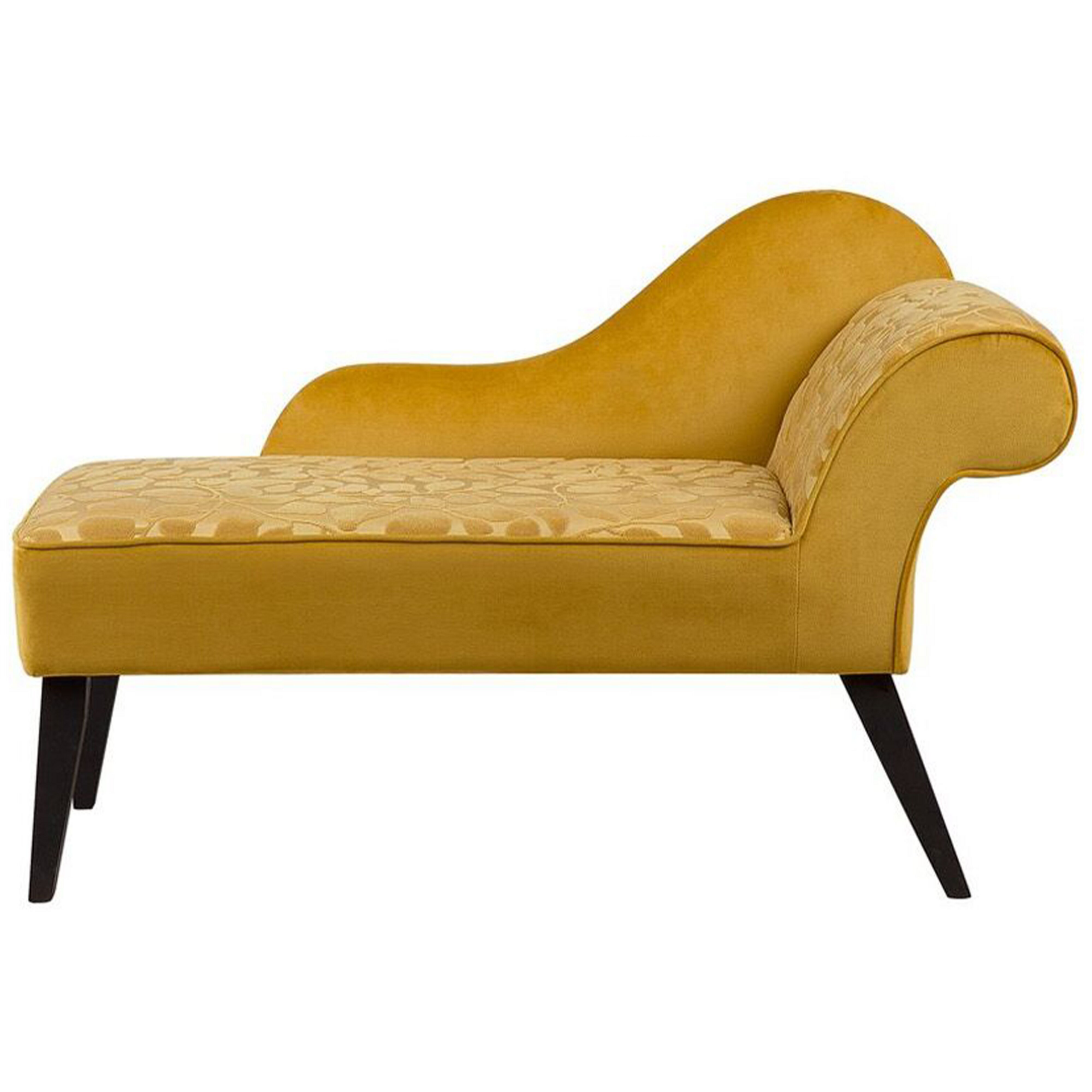 Chaise longue fluweel geel rechtszijdig BIARRITZ