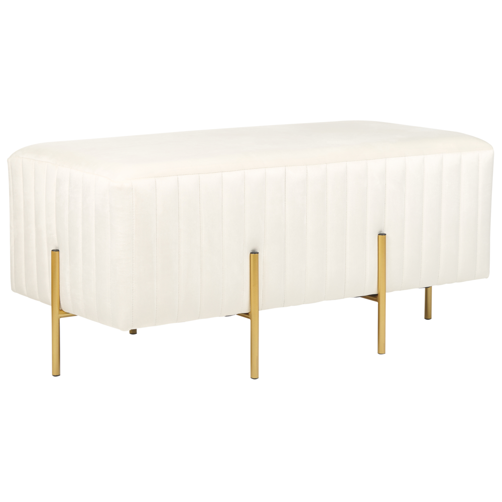 Image of Panca in velluto crema con gambe in metallo dorate soggiorno camera da letto elegante