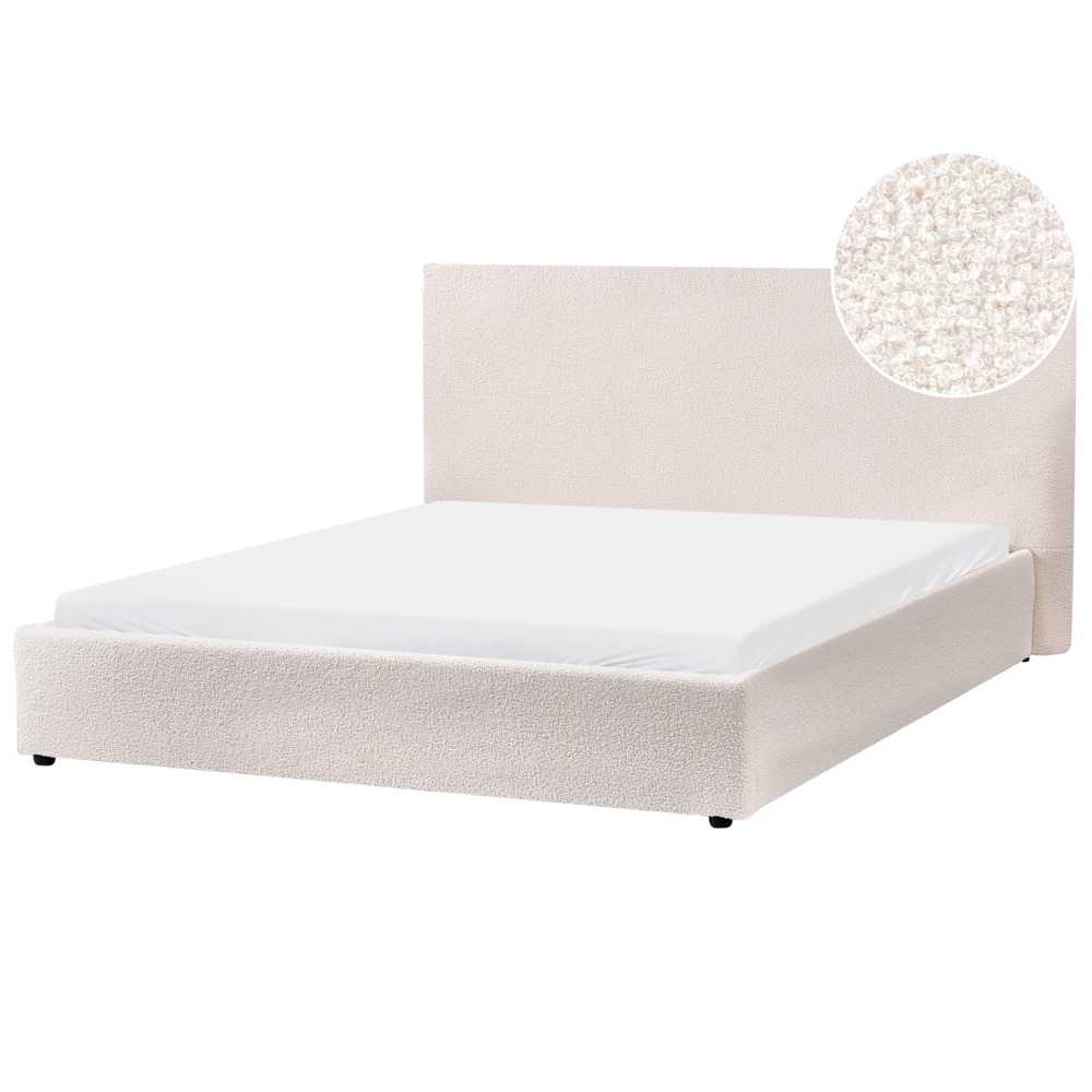 Letto matrimoniale ad acqua in velluto bianco sporco 160 x 200 cm stile classico minimalista