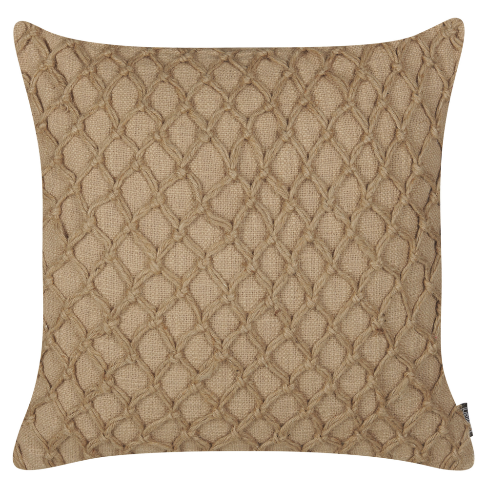 Image of Set di 2 cuscini sfoderabili con imbottitura con bordo decorativo a righe 45 x 45 cm Beige accessori decorativi boho