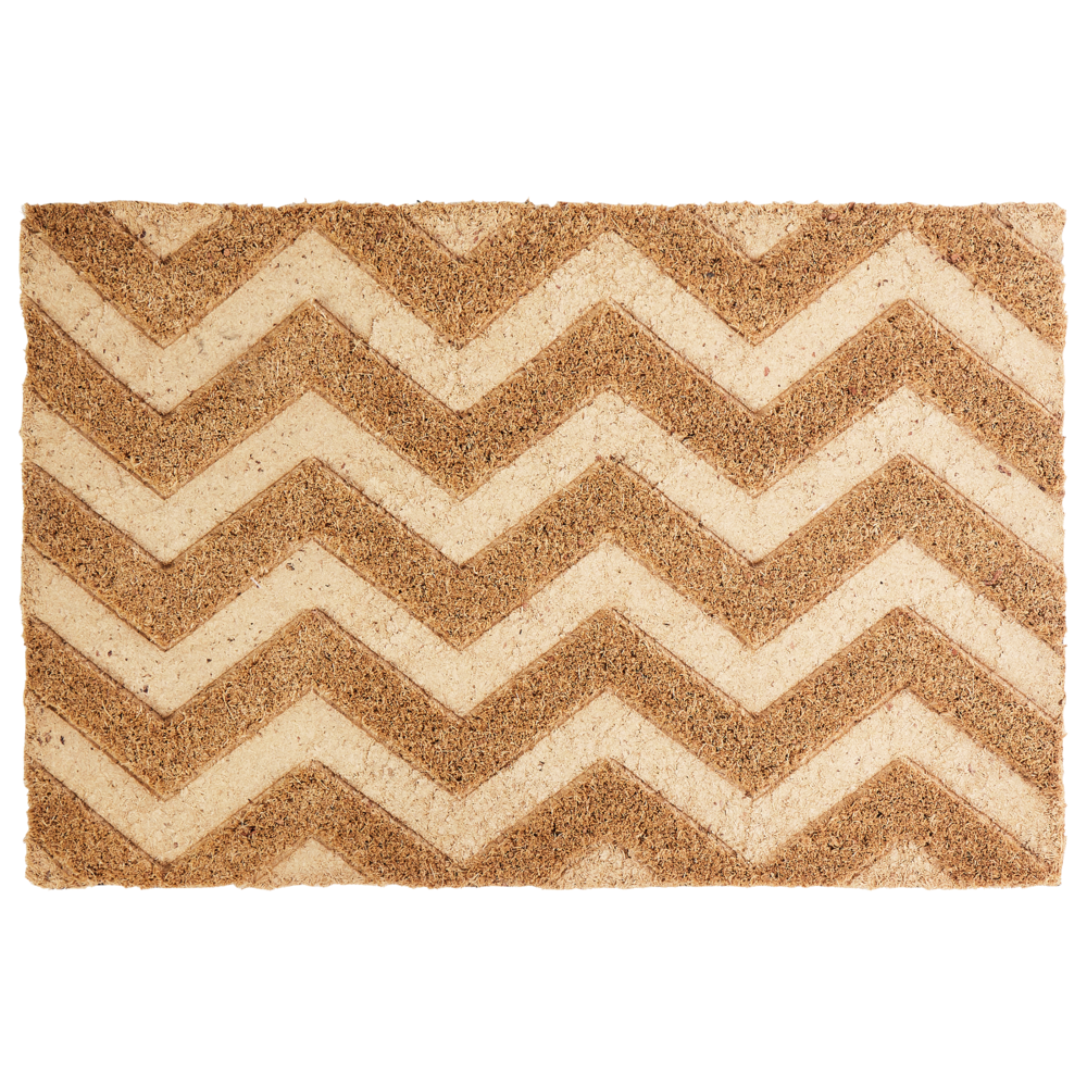 Zerbino in fibra di cocco naturale con fondo in PVC antiscivolo 40 x 60 cm Home Motivo a zig zag Decorazione moderna per interni