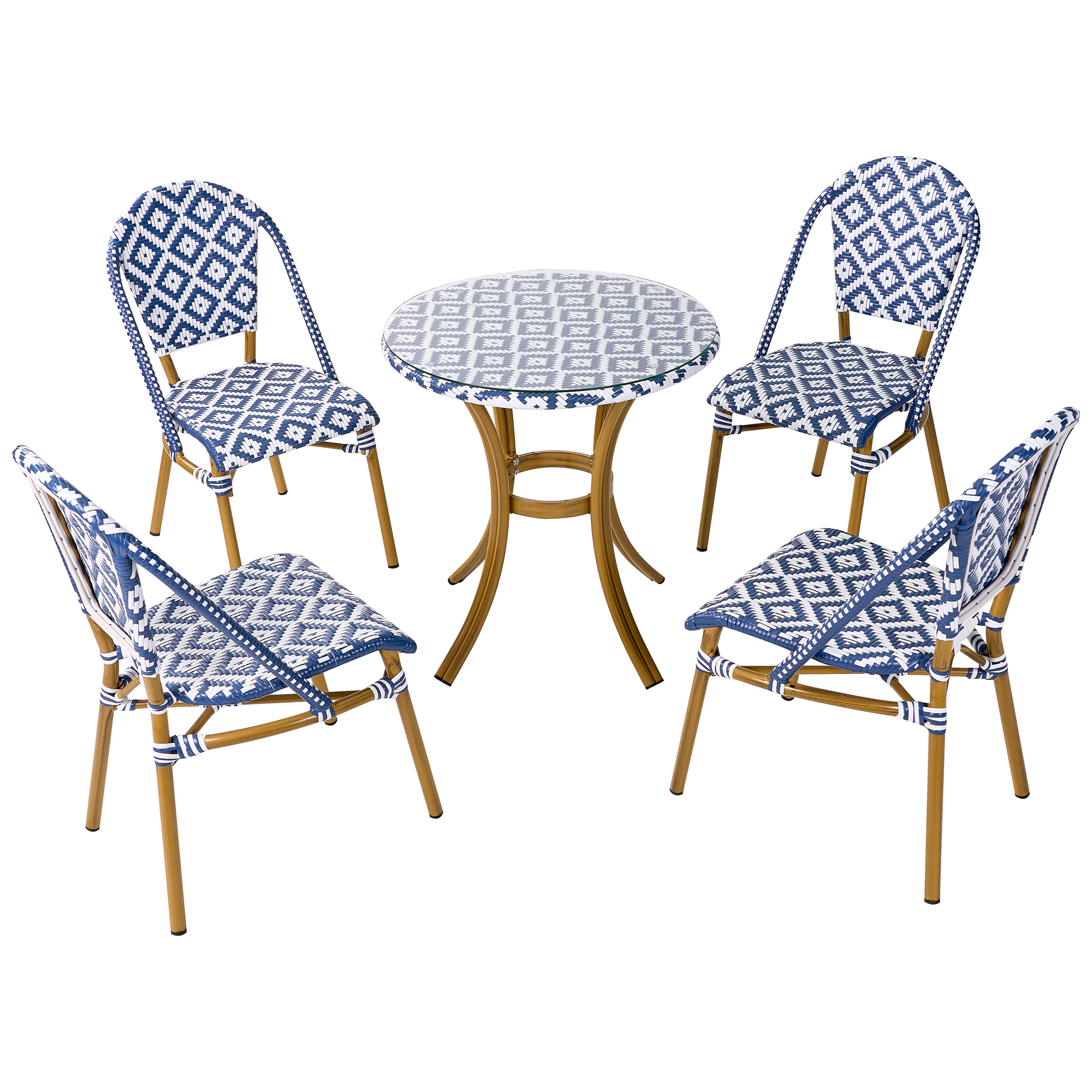 Tuintafelset Rotan Blauw RIFREDDO