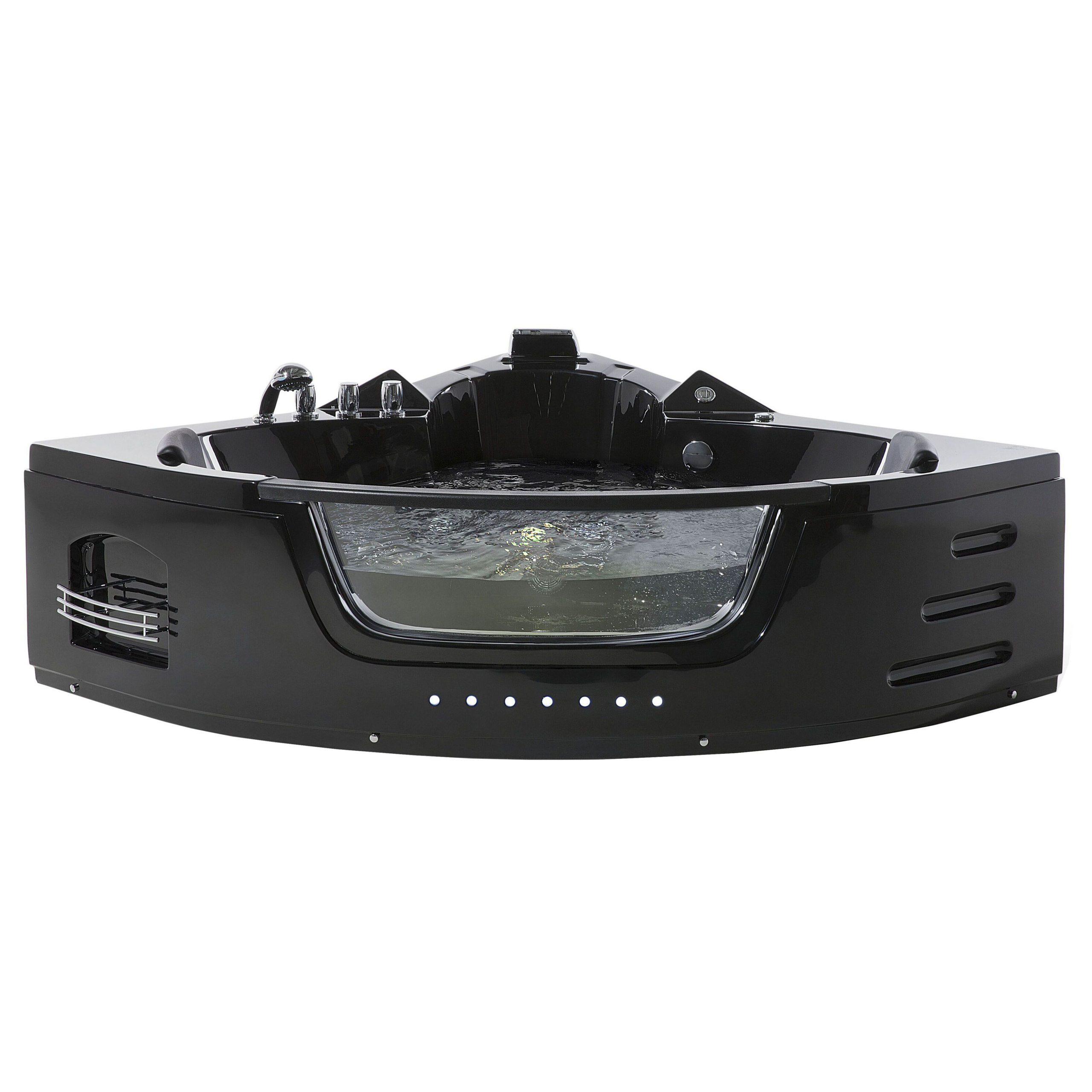 Hoekbad whirlpool LED zwart 198 x 144 cm MARTINICA