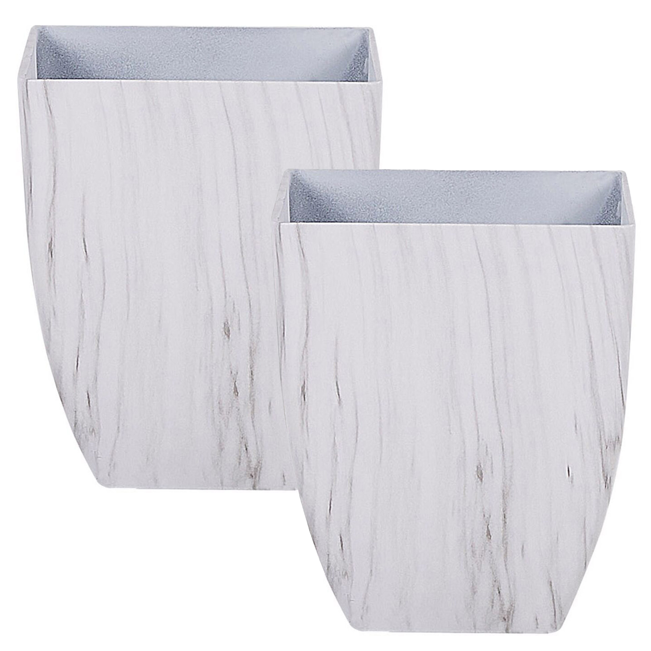 Bloempot set van 2 marmereffect 28x28x34 cm MIRO