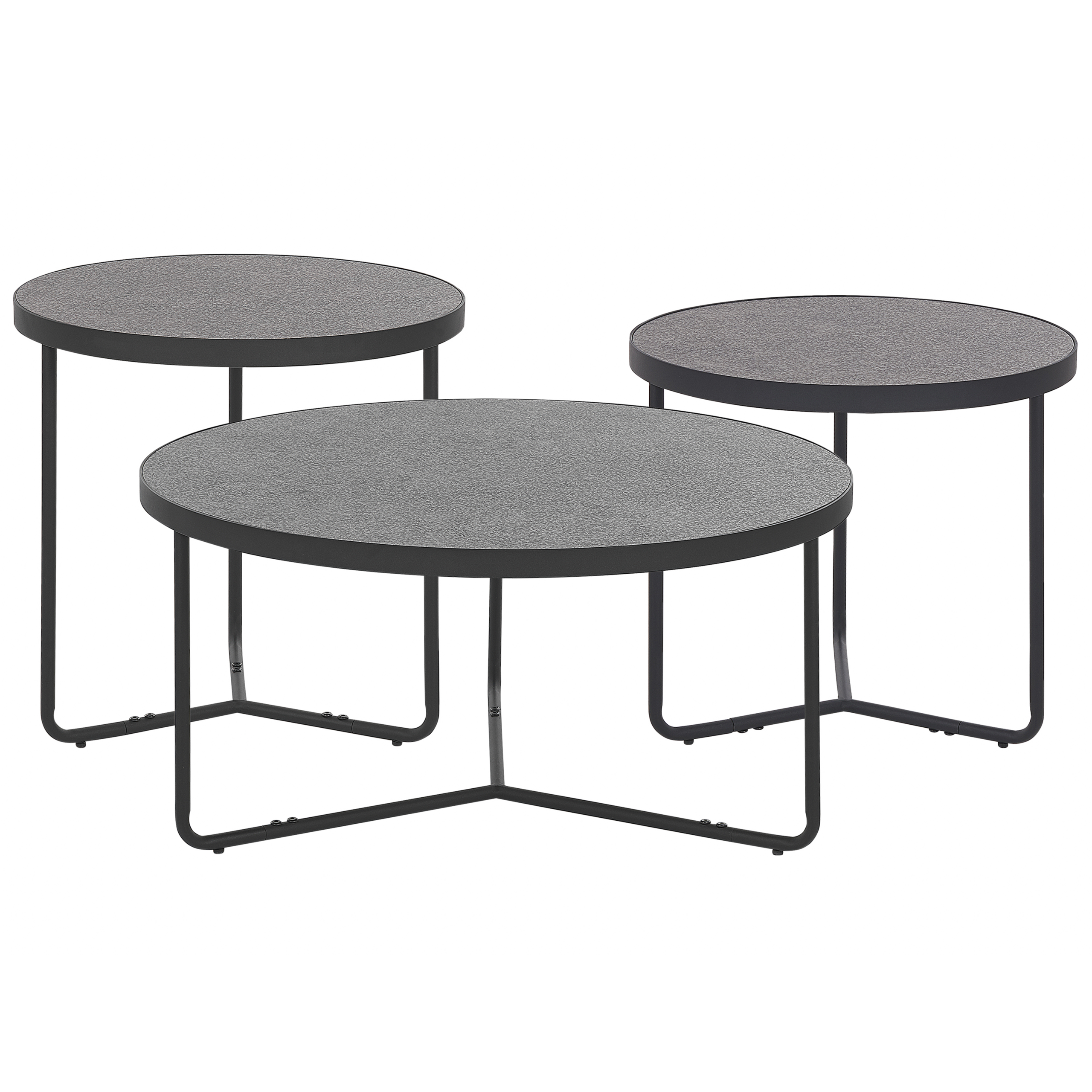 Salontafel set van 3 betonlook met zwart MELODY