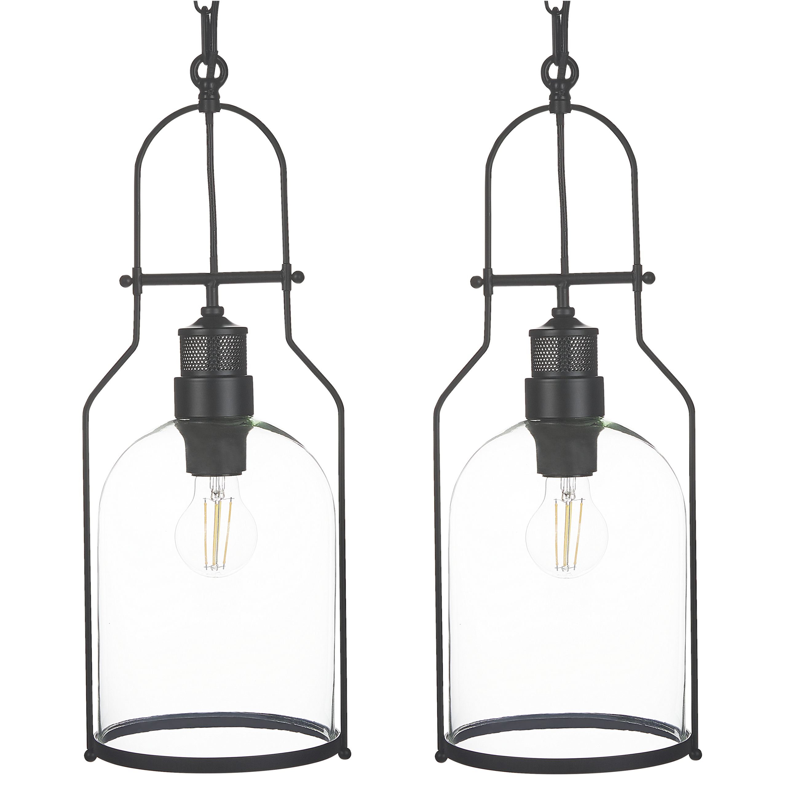 Hanglamp set van 2 metaal zwart BASHILO