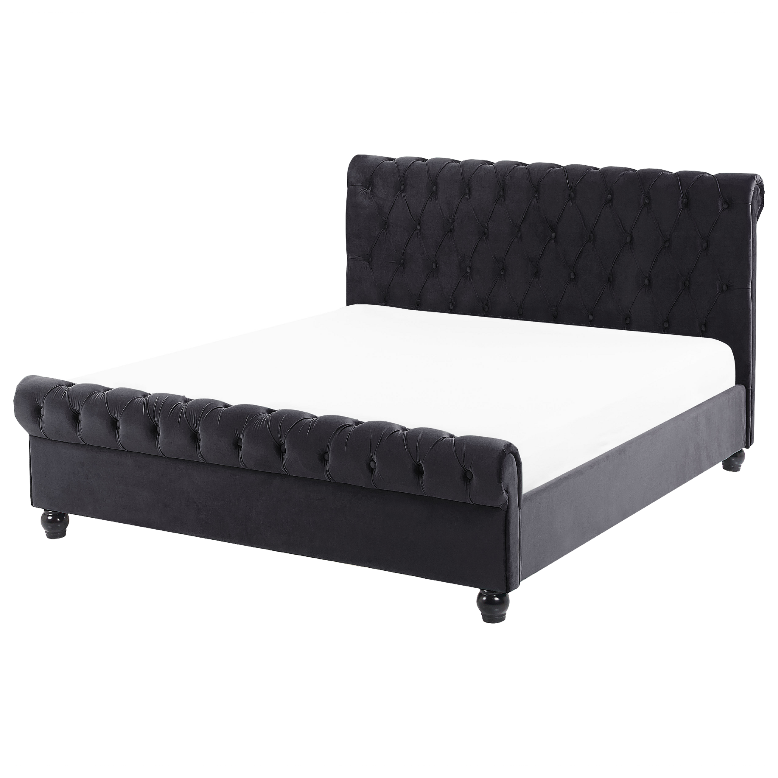Bed fluweel zwart 140 x 200 cm AVALLON