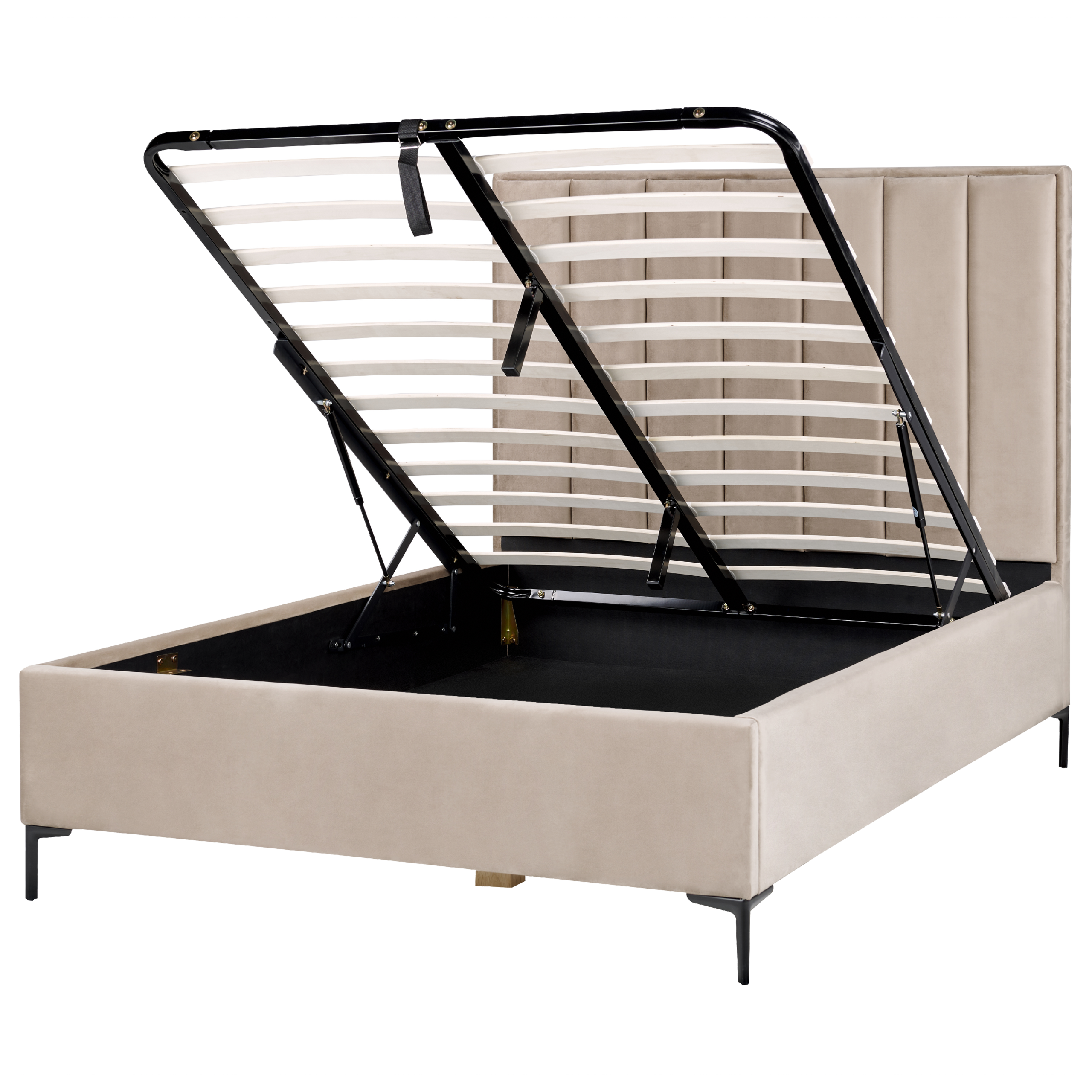 Bed met opbergruimte fluweel taupe 140 x 200 cm SEZANNE