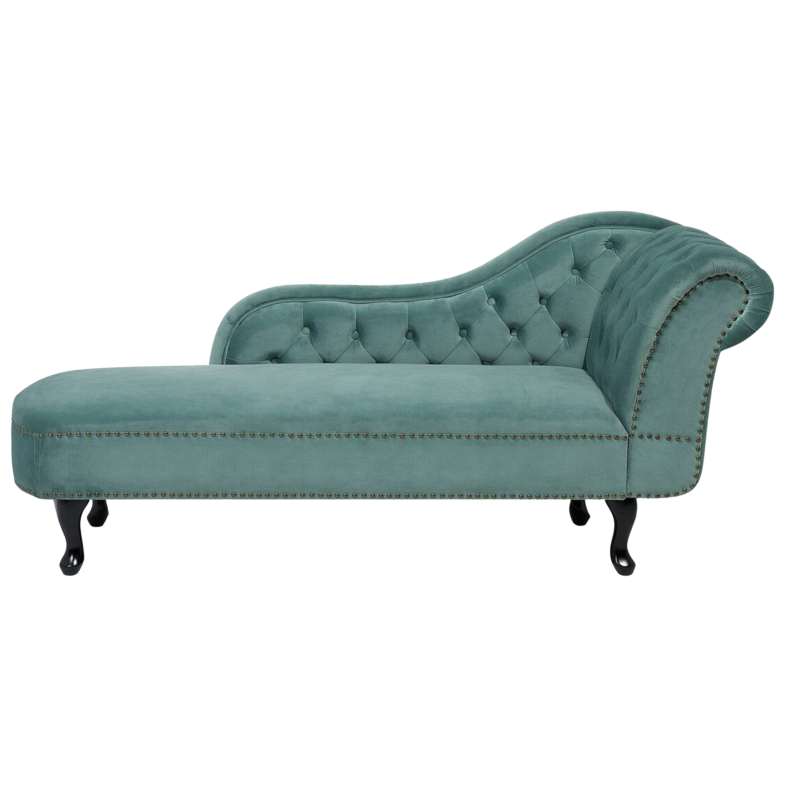 Chaise longue fluweel mintgroen rechtszijdig NIMES