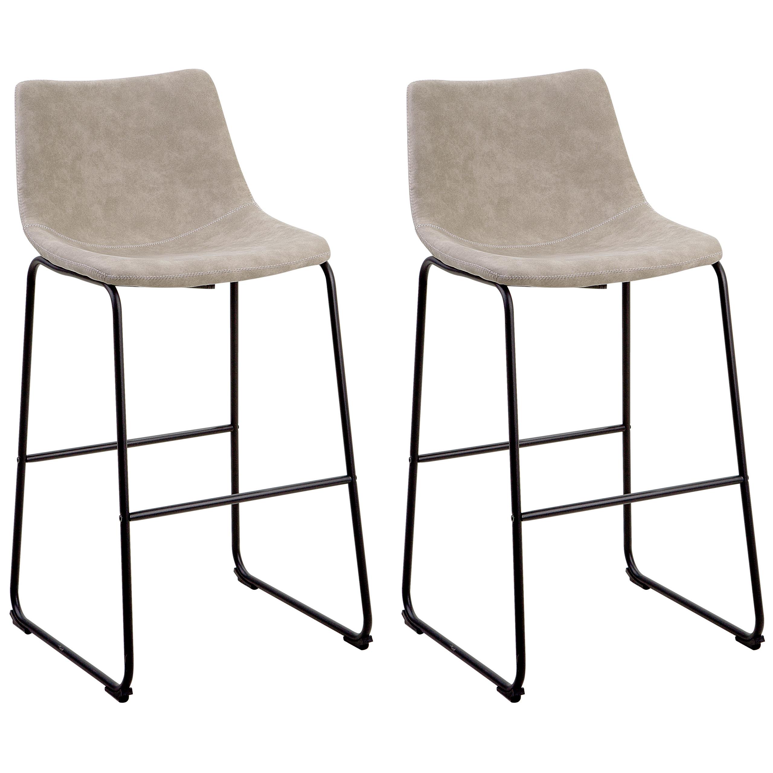 Barkruk Set van 2 Stof Beige FRANKS