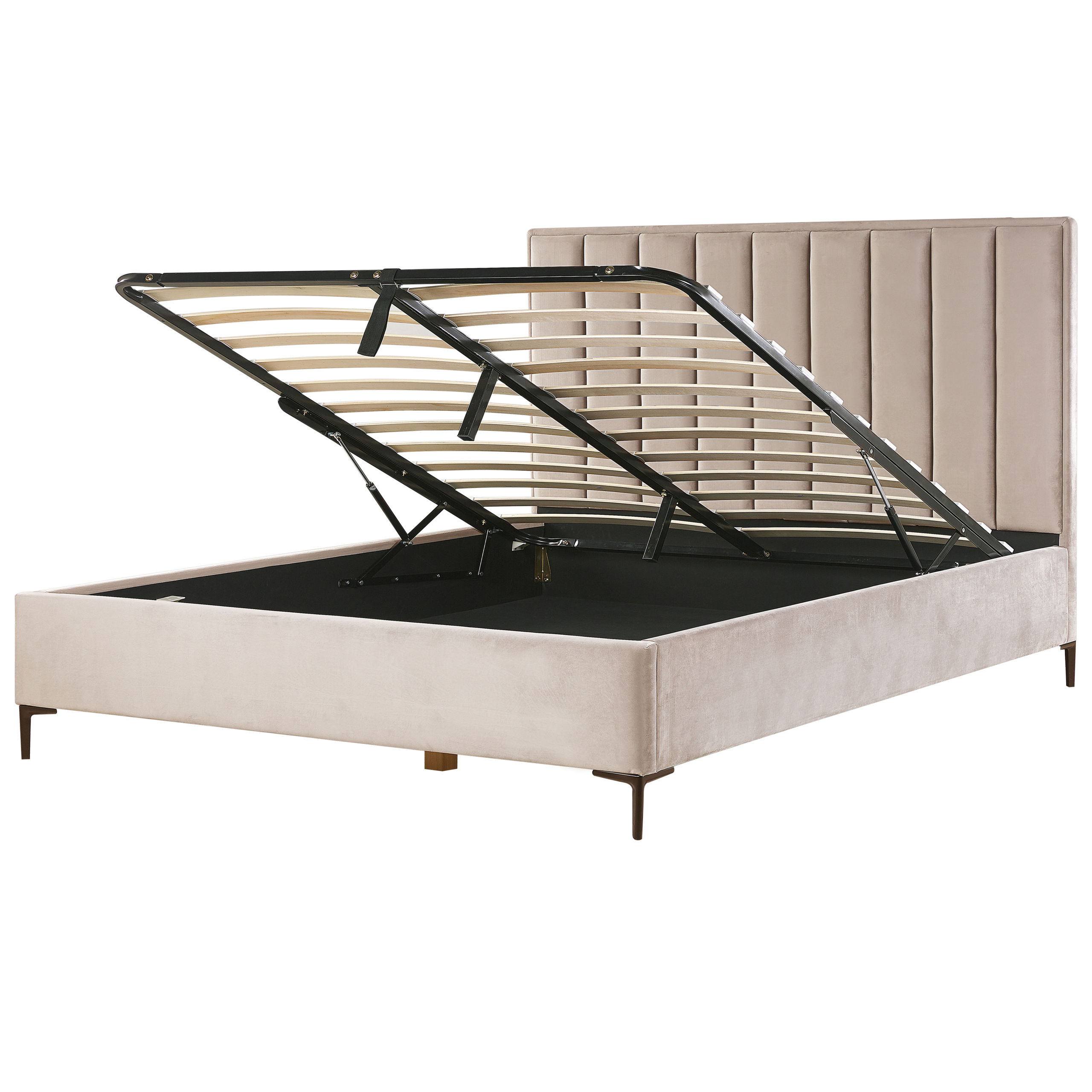 Bed met opbergruimte fluweel taupe 180 x 200 cm SEZANNE