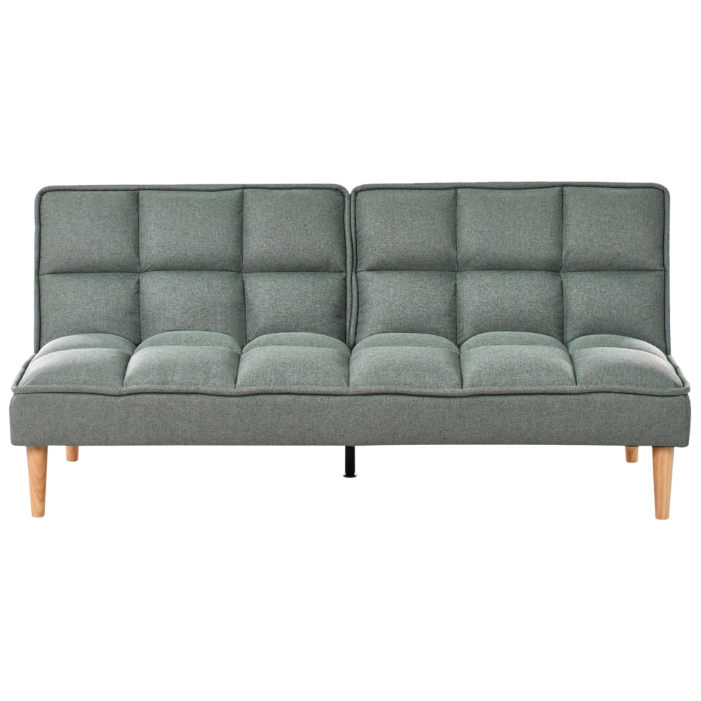Image of Divano letto Verde chiaro Easy Clean Tessuto 3 posti reclinabile Schienale trapuntato Divano letto semplice Click-Clack