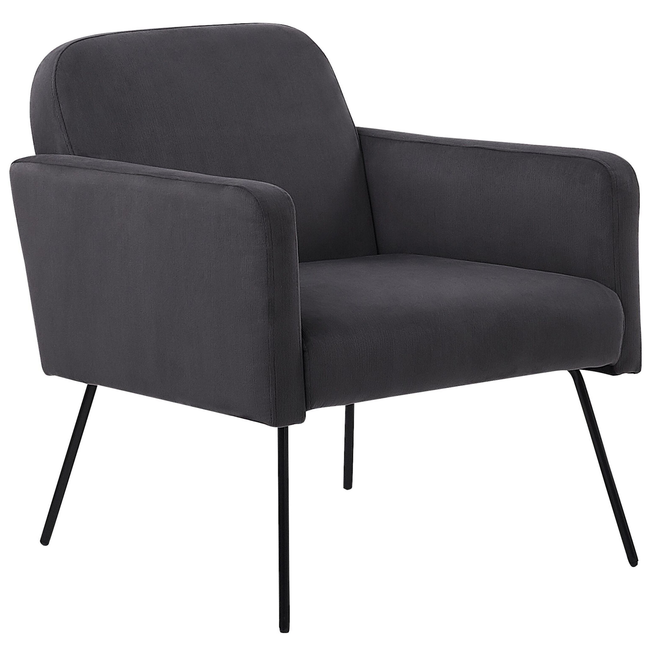 Beliani NARKEN - Fauteuil-Grijs-Fluweel - Beliani NARKEN - Fauteuil-Grijs-Fluweel -