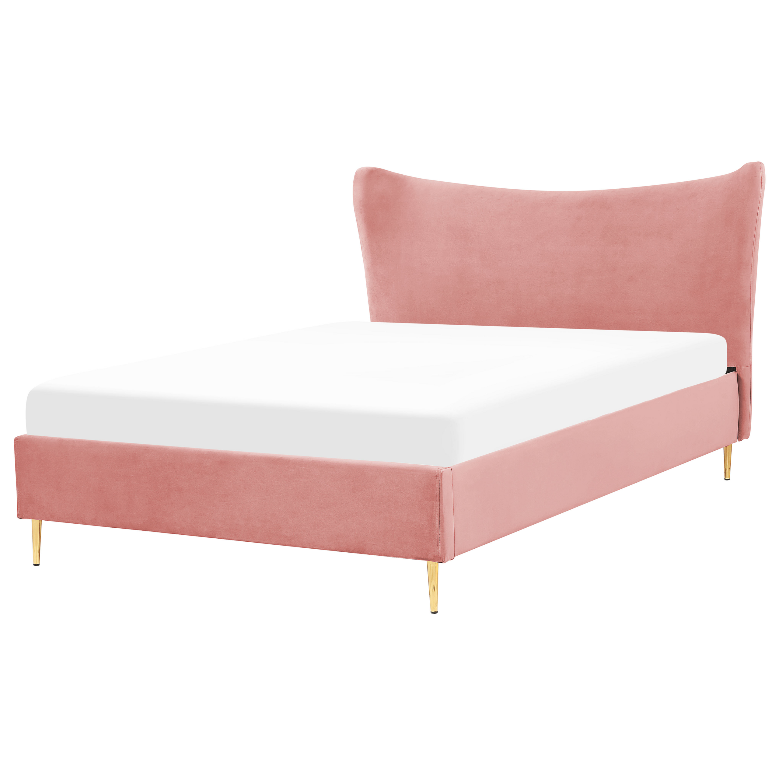 Bed fluweel roze 140 x 200 cm CHALEIX