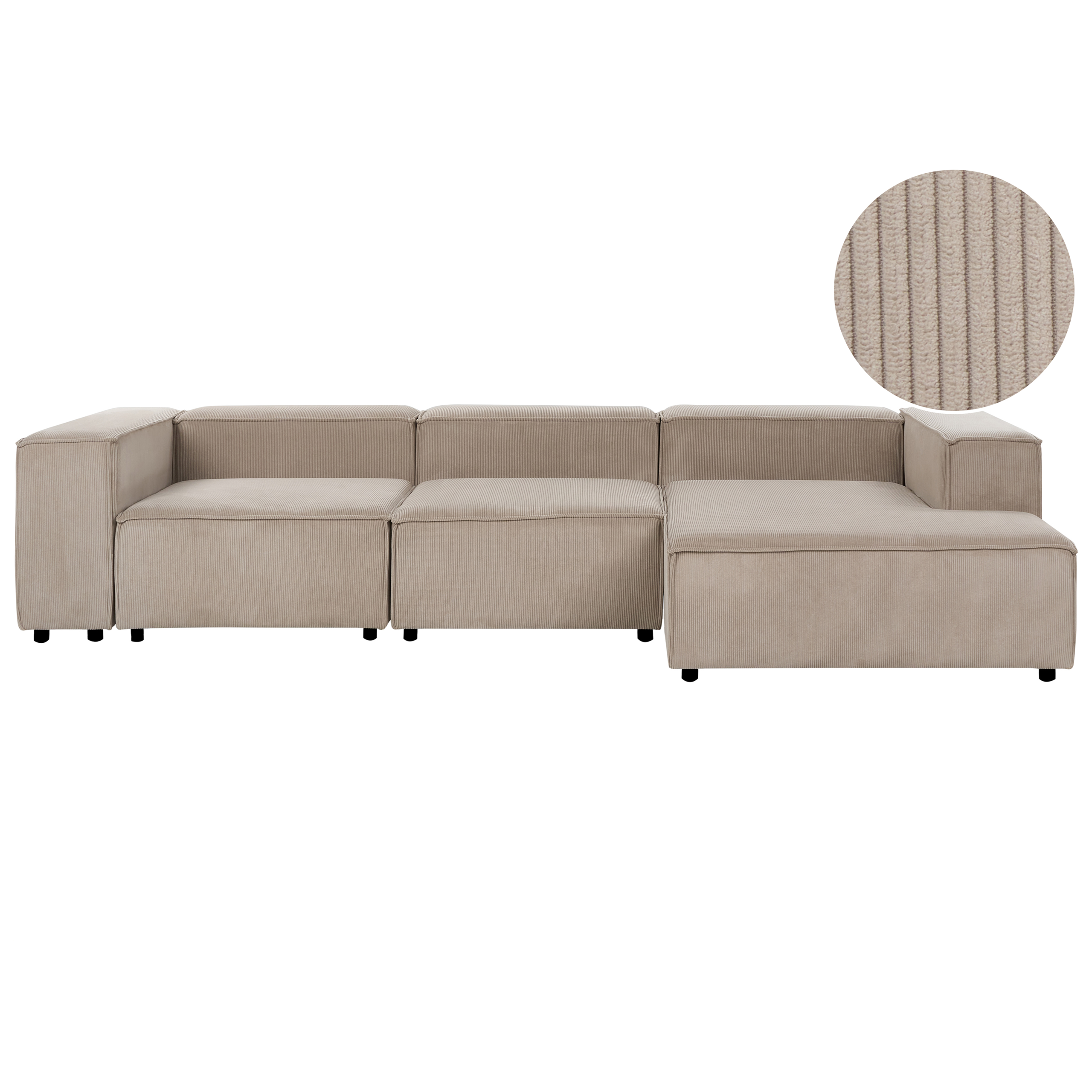 Modulaire driezitsbank corduroy lichtbruin linkszijdig APRICA