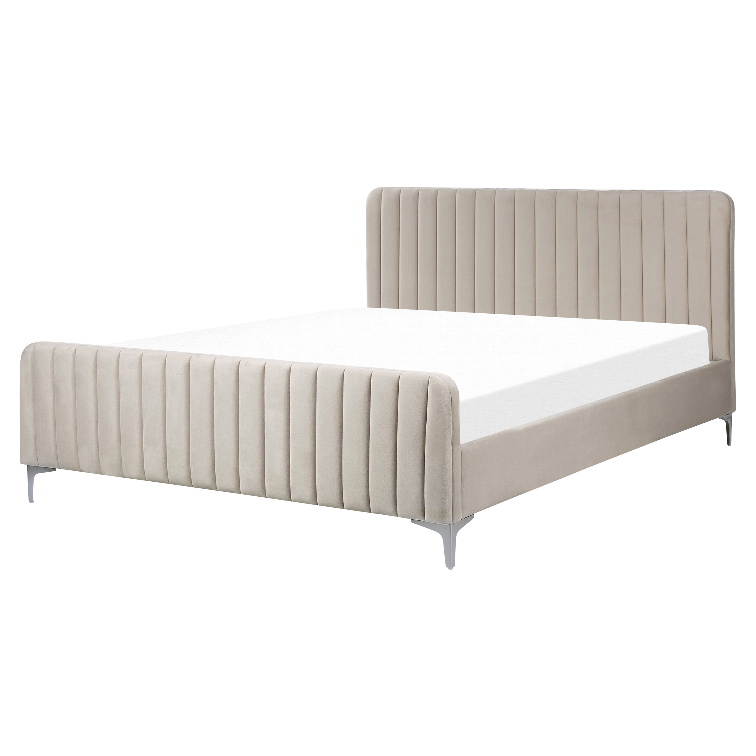 Beliani - Cama de casal em veludo taupe 160 x 200 cm LUNAN