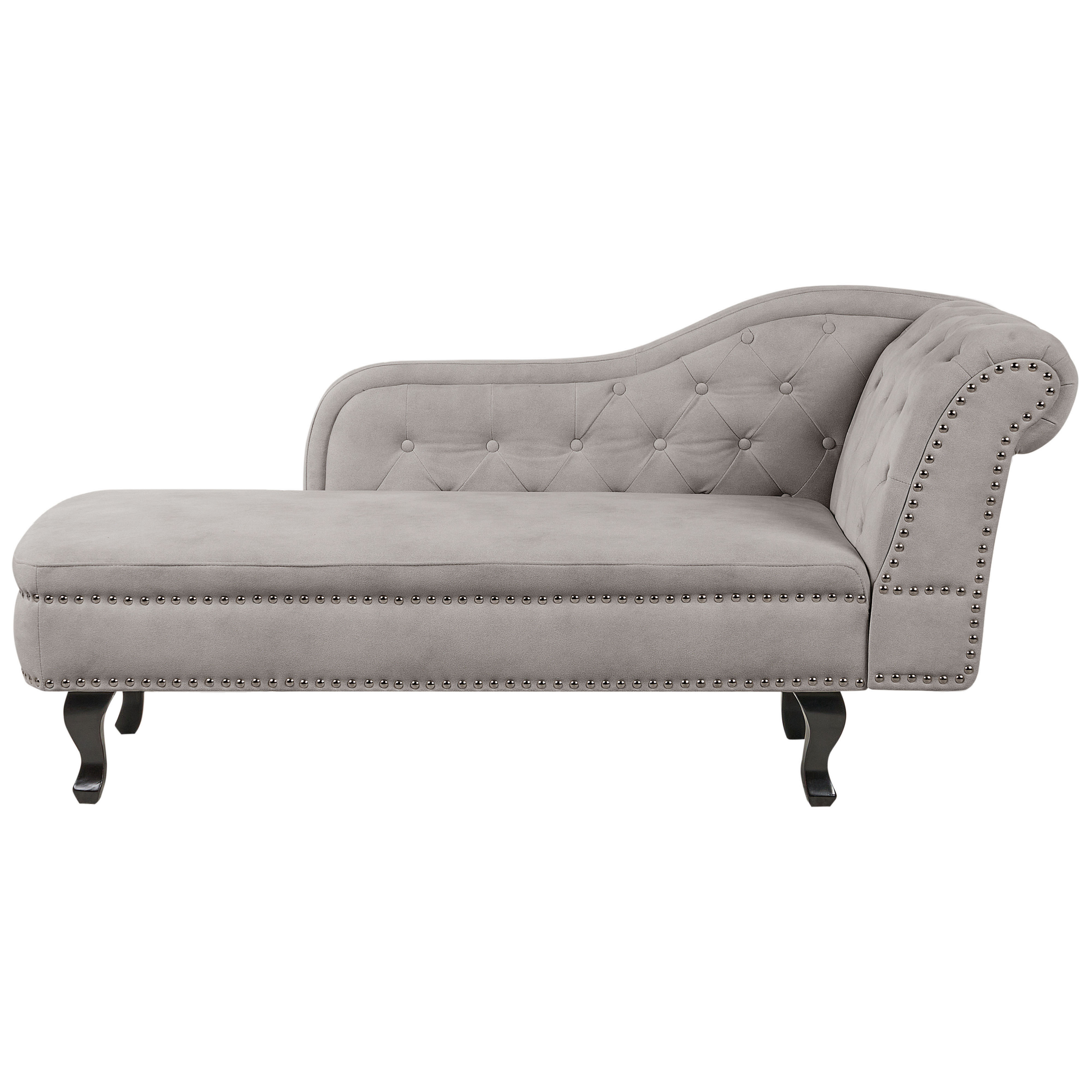 Chaise longue fluweel taupe rechtszijdig NIMES