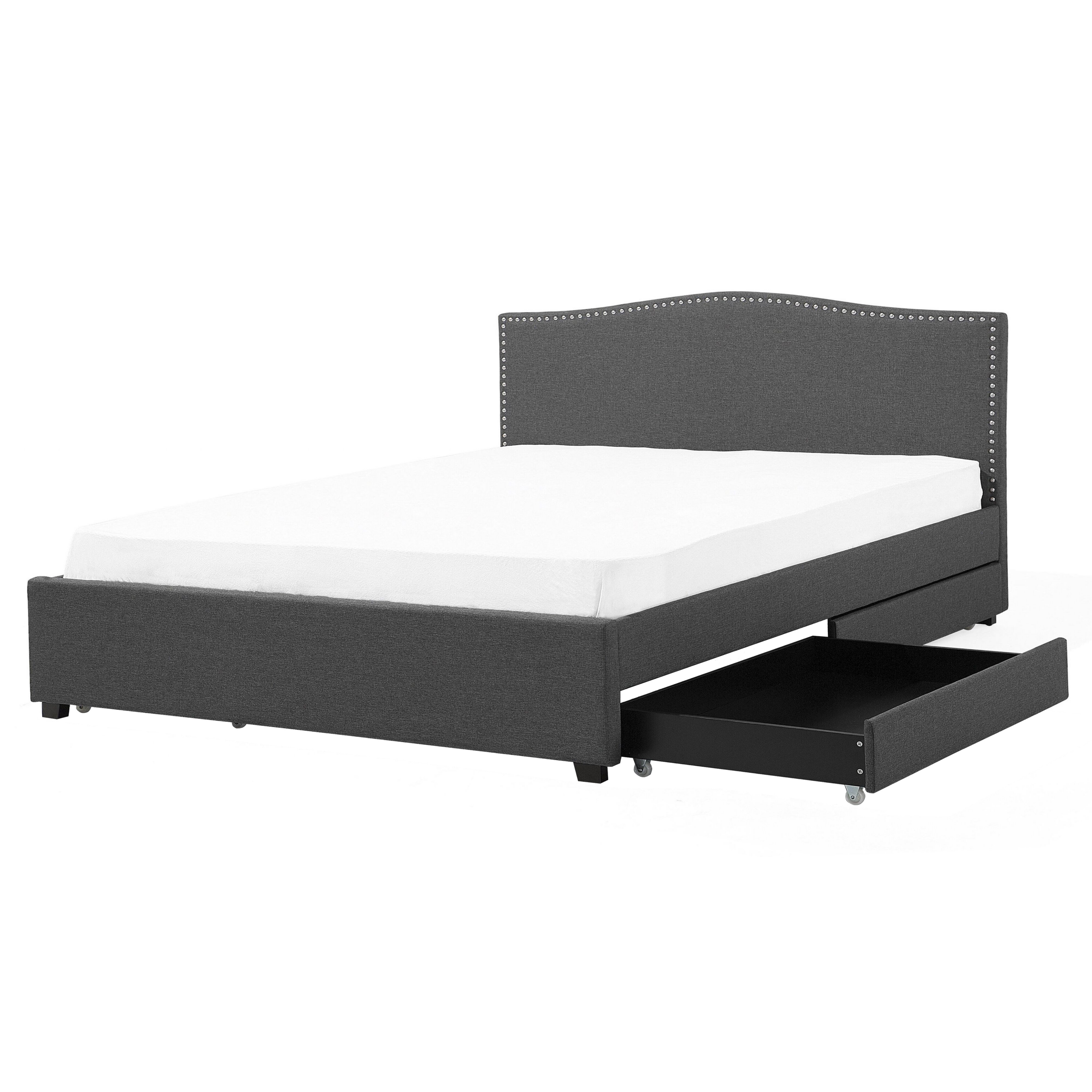 Bed met opbergruimte stof grijs 160 x 200 cm MONTPELLIER