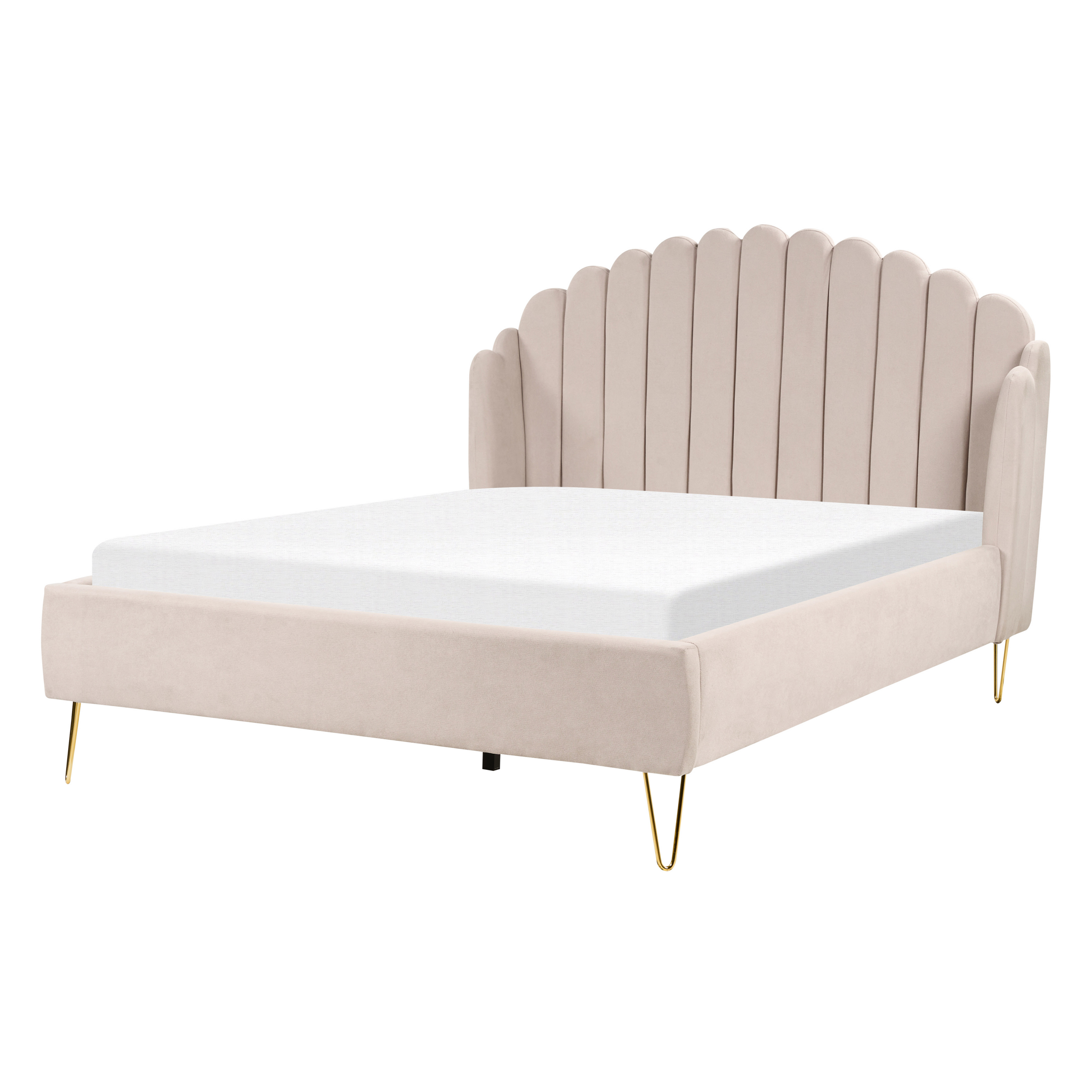 Beliani - Cama de casal em tecido creme 140 x 200 cm AMBILLOU