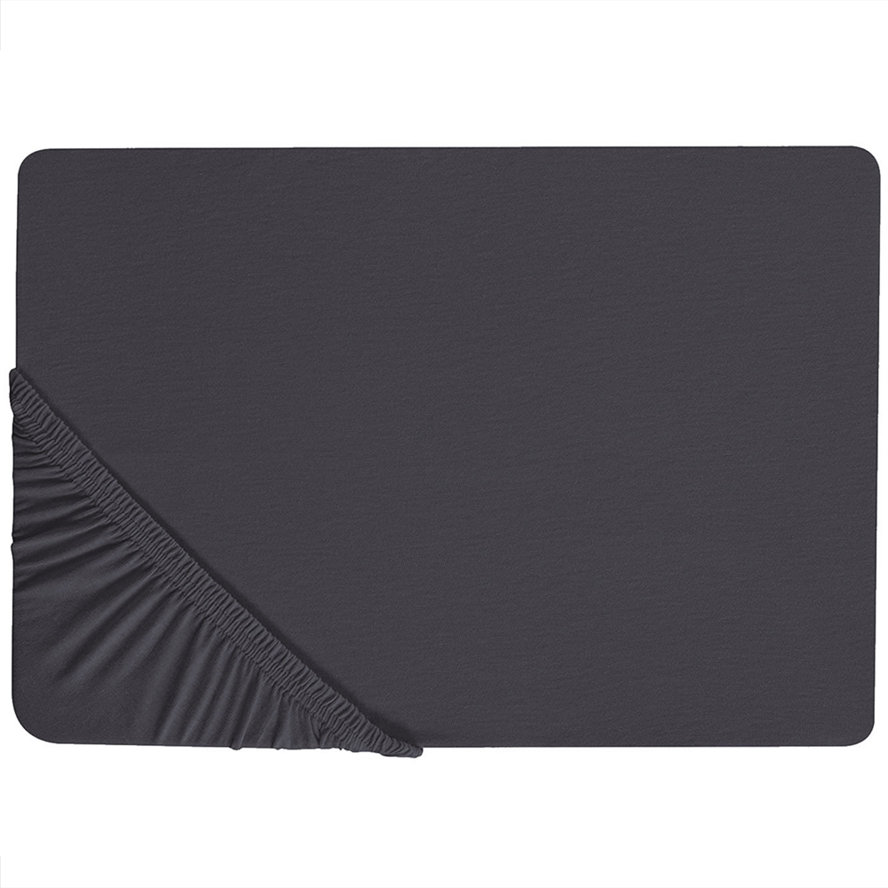 Image of Lenzuolo con angoli cotone nero 90 x 200 cm coprimaterasso elasticizzato modello classico a tinta unita camera da letto classica