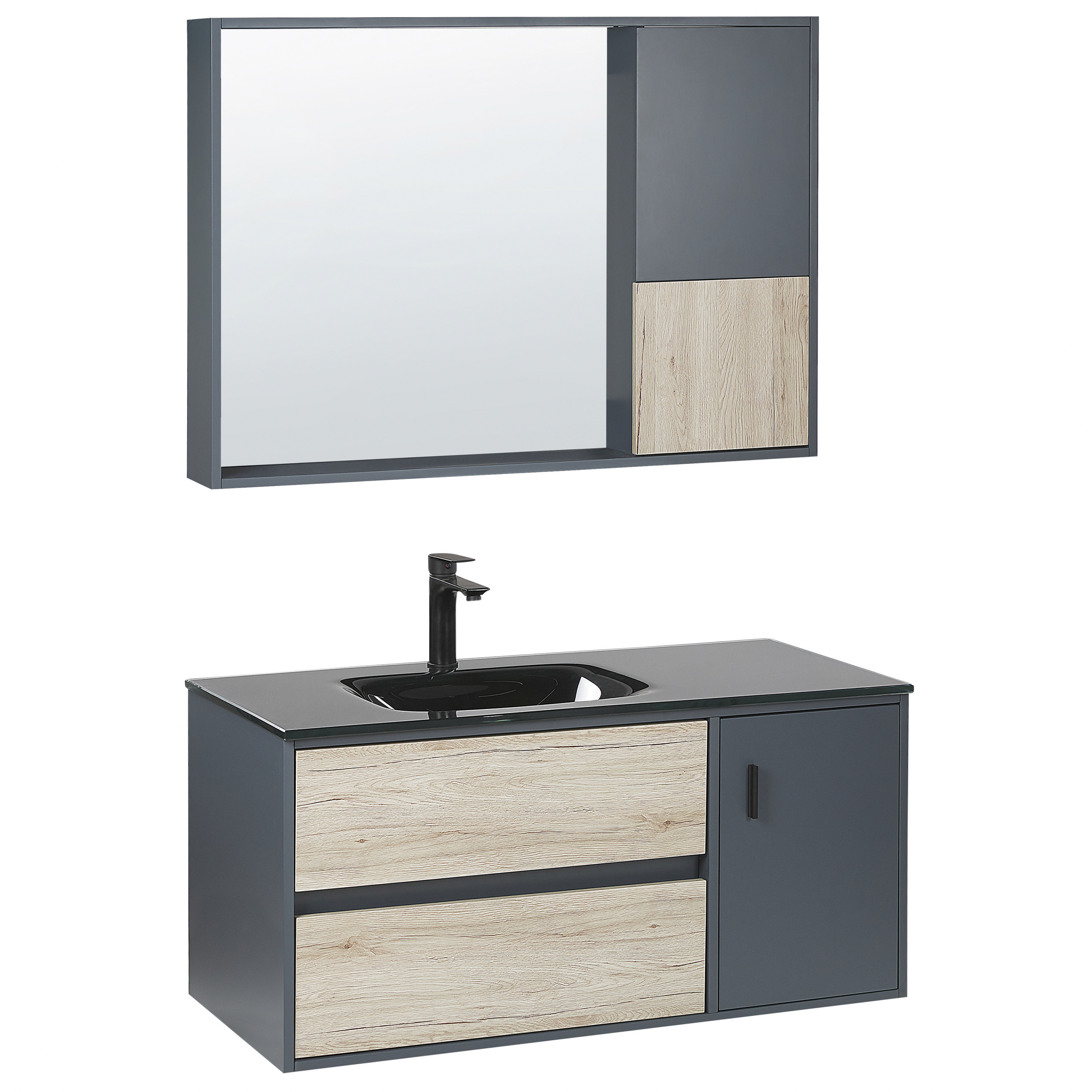 Badkamermeubelset lichtbruin/grijs TERUEL