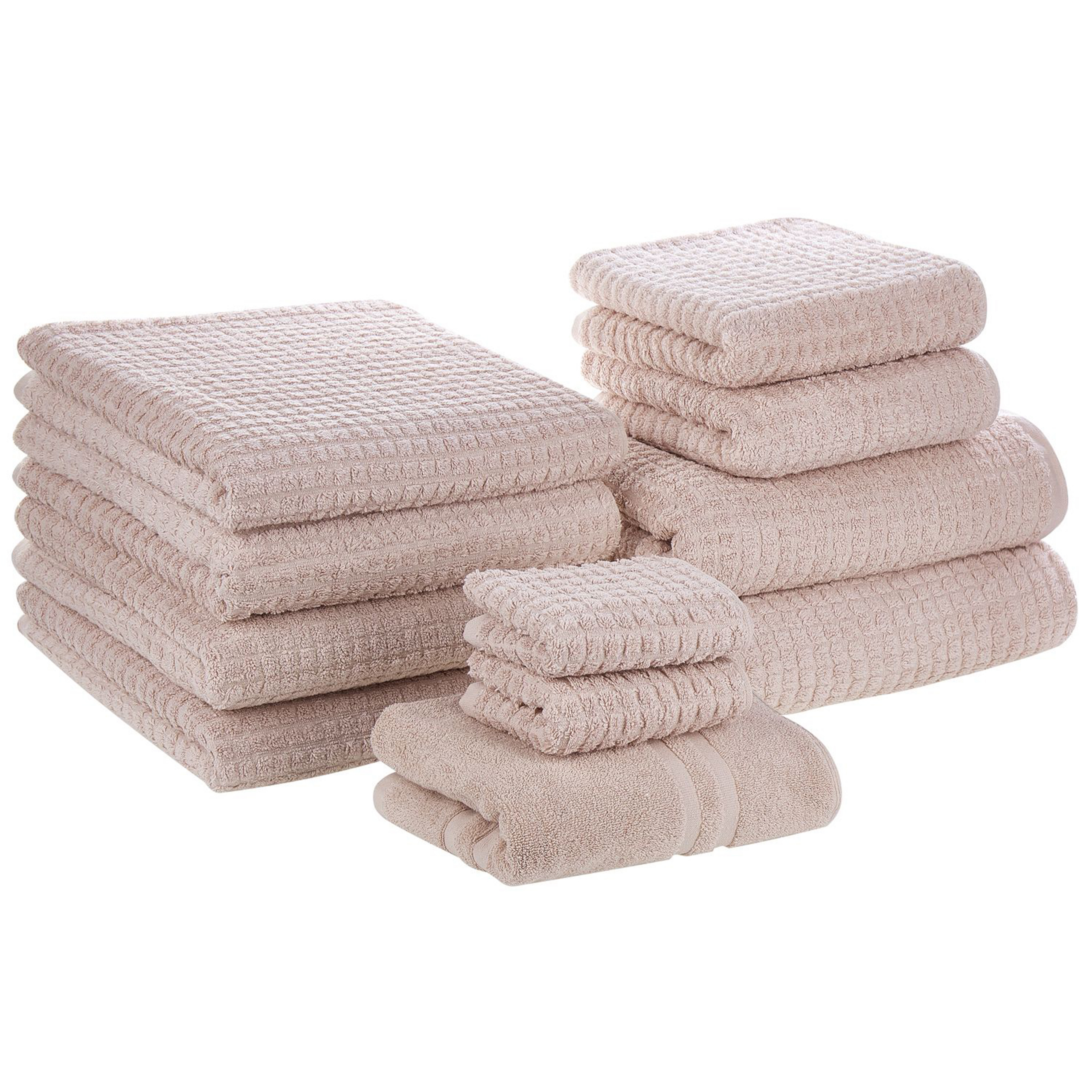 Handdoek set van 11 katoen roze ATAI