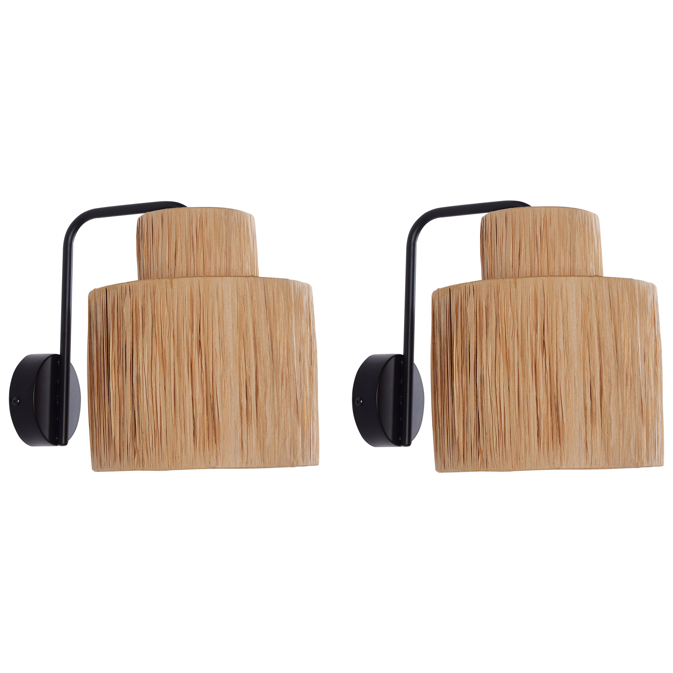 Wandlamp set van 2 raffia natuurlijk SHINFA