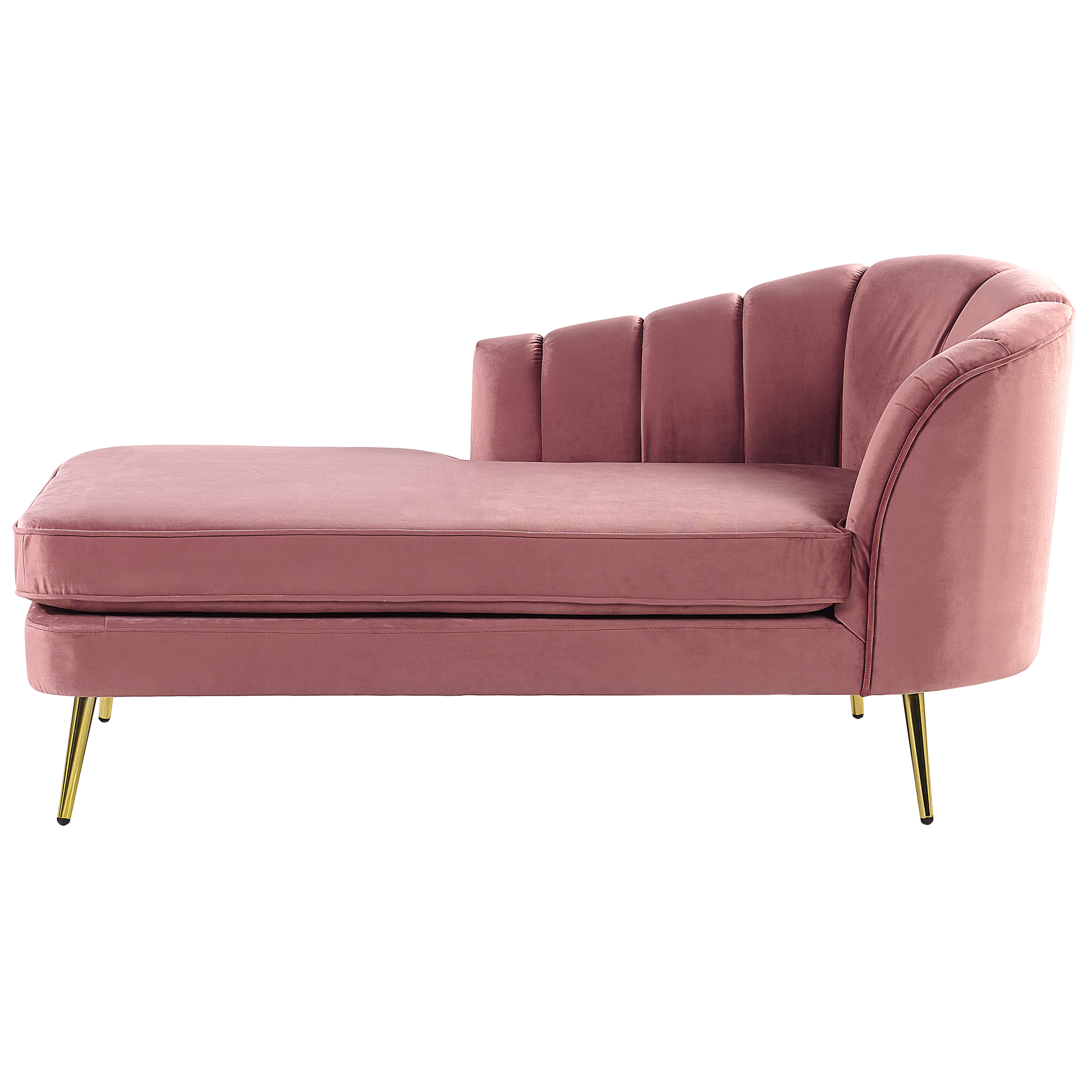 Chaise longue rechtszijdig fluweel roze ALLIER