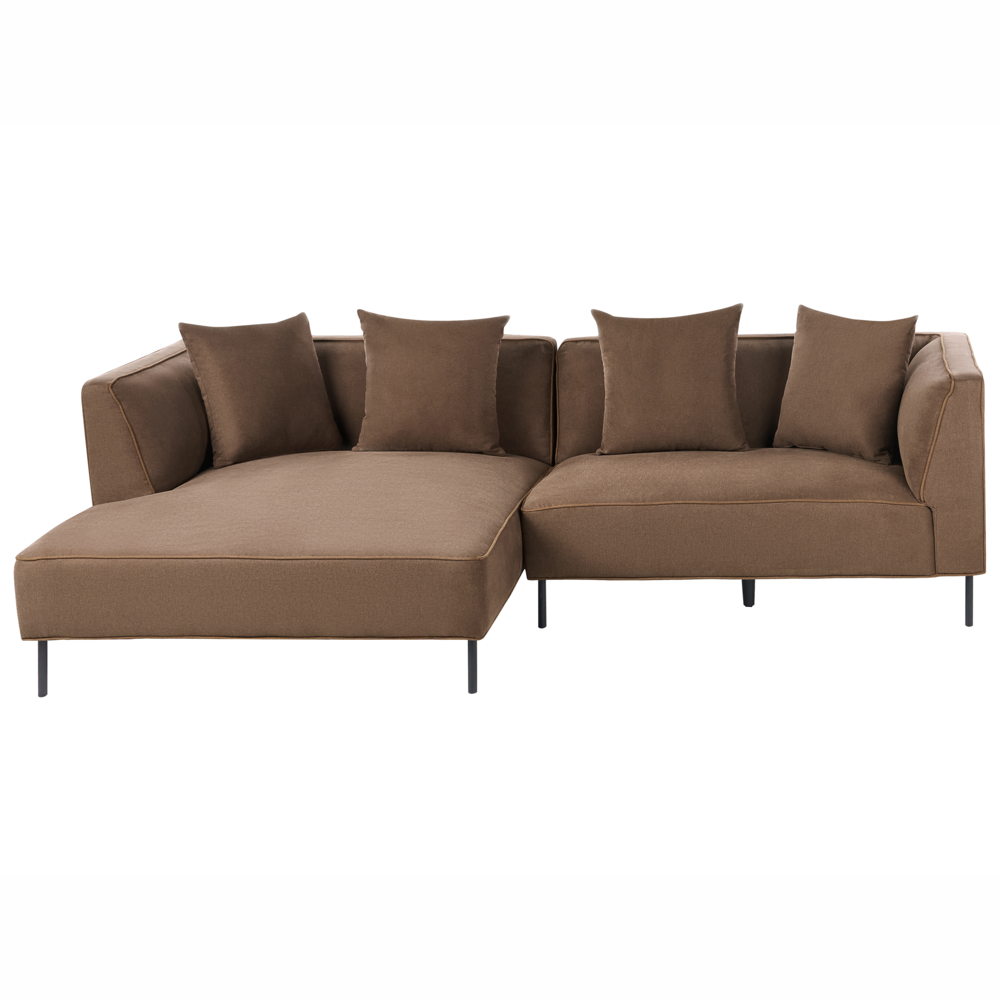 Divano angolare a 3 posti Marrone Rivestimento in tessuto a destra con braccioli Soggiorno in stile moderno