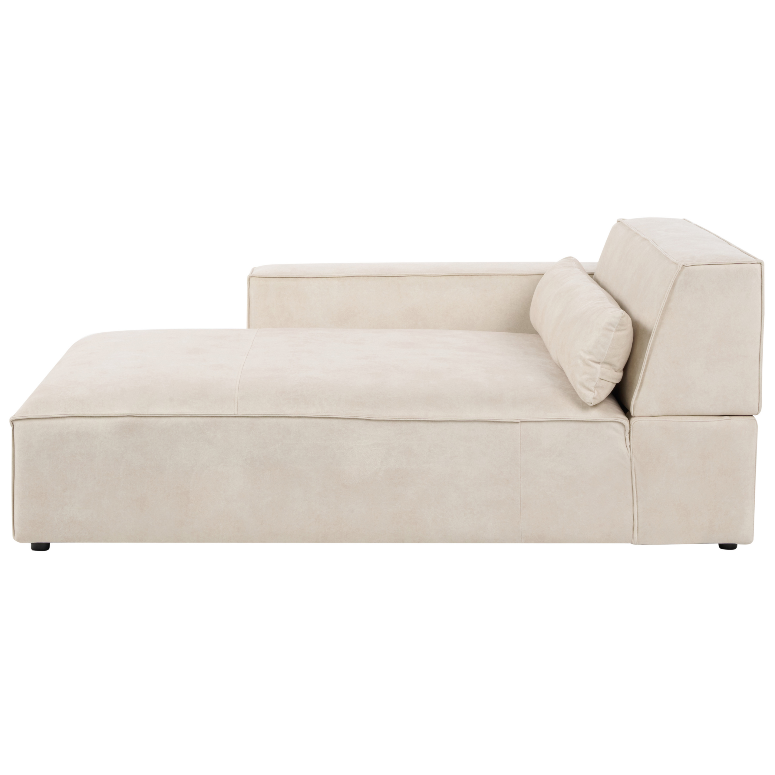 Chaise longue fluweel beige rechtszijdig HELLNAR