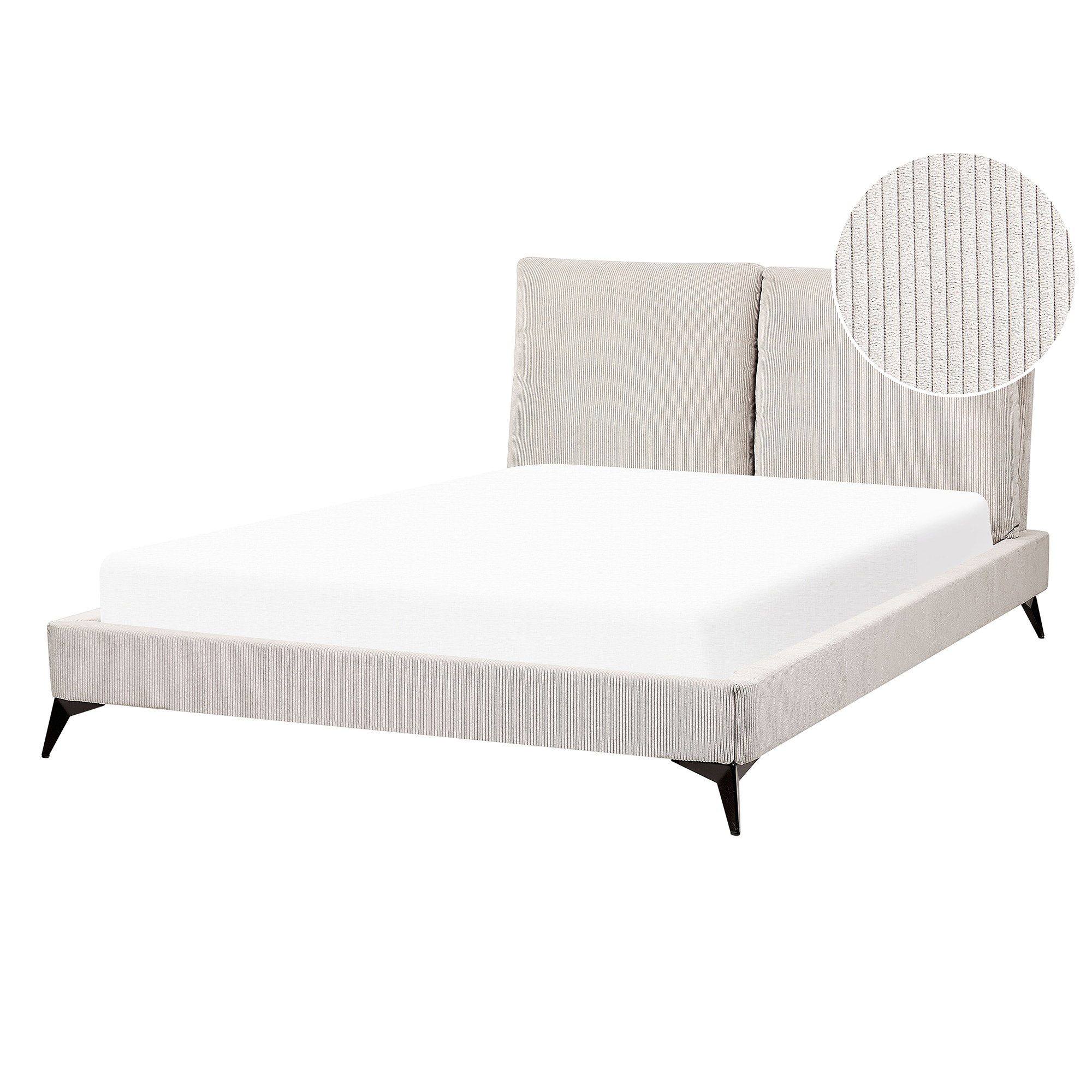 Bed corduroy lichtbeige 140 x 200 cm MELLE