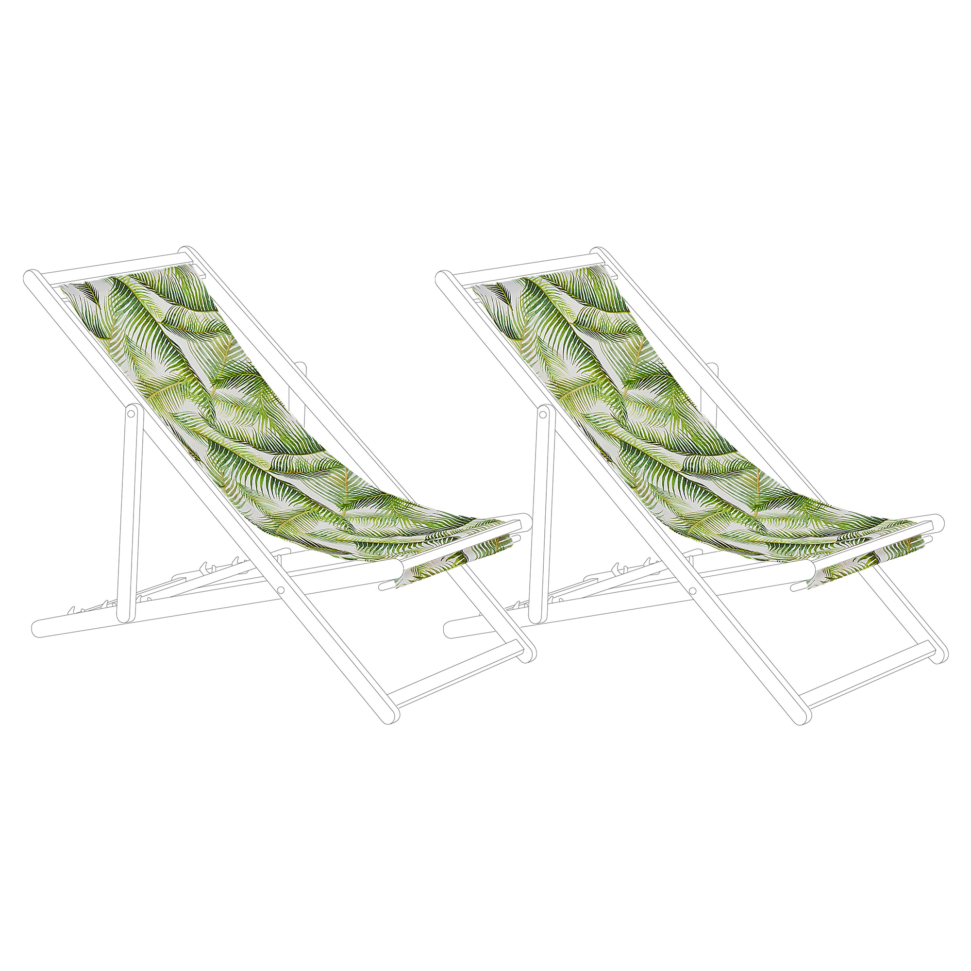 Doeken voor ligstoelen set van 2 palmbladmotief groen ANZIO/AVELLINO